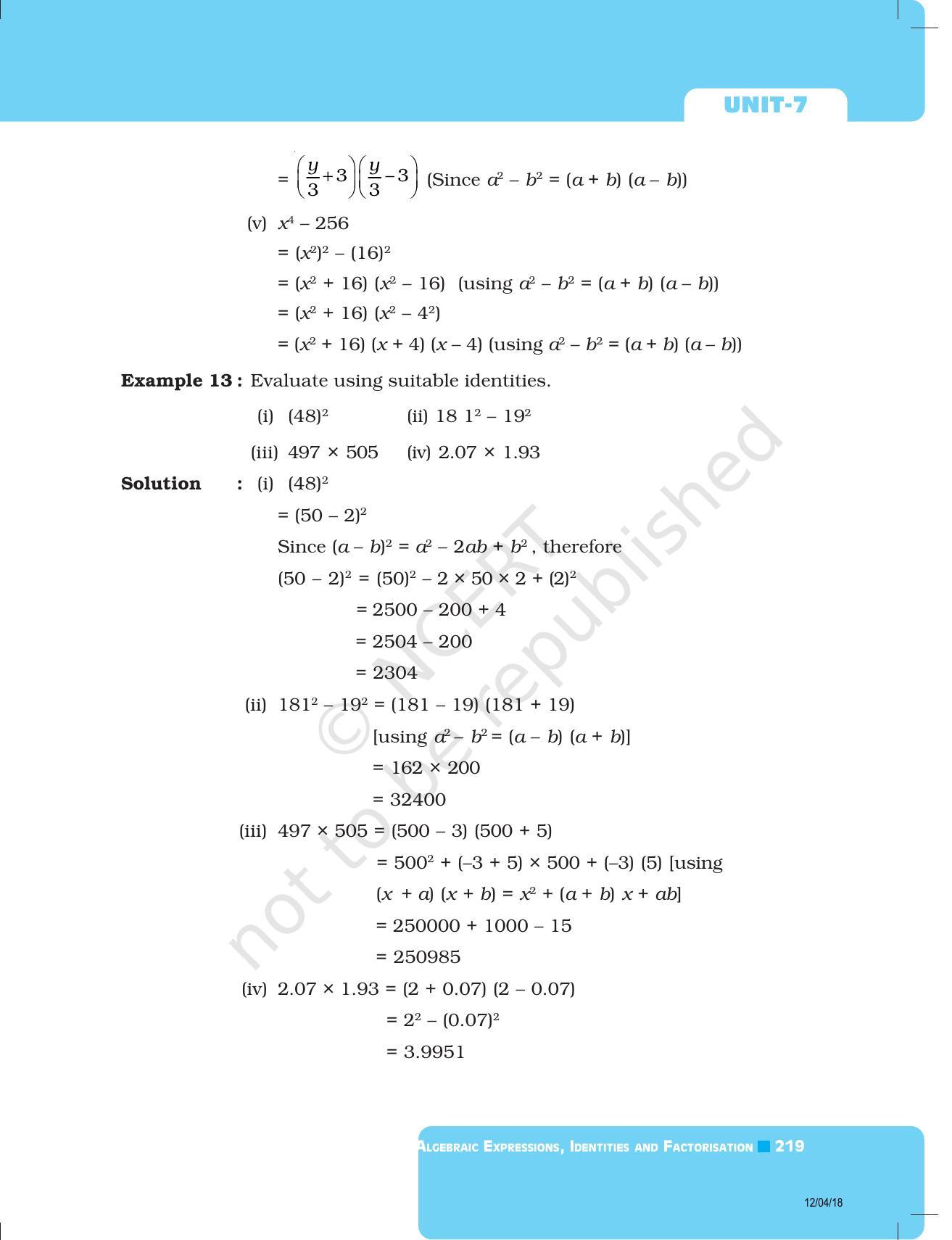 NCERT Exemplar Book For Class 8 Maths Chapter 7- Algebraic Expressions ...