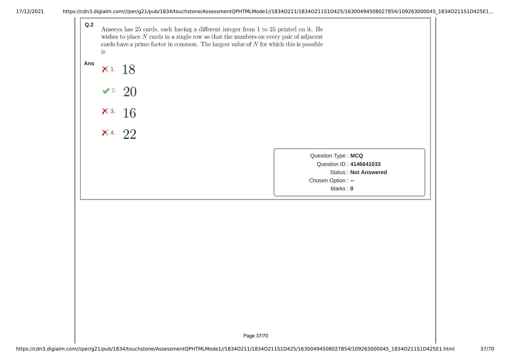 NEST Session I 2021 Question Paper - Page 37