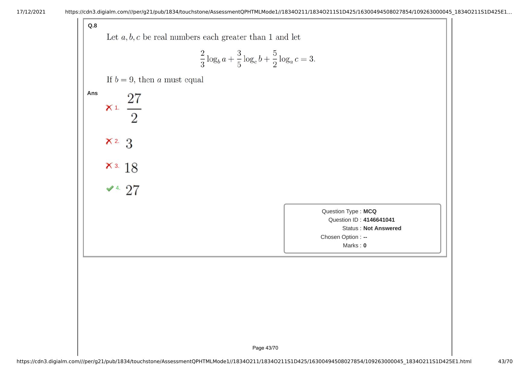 NEST Session I 2021 Question Paper - Page 43