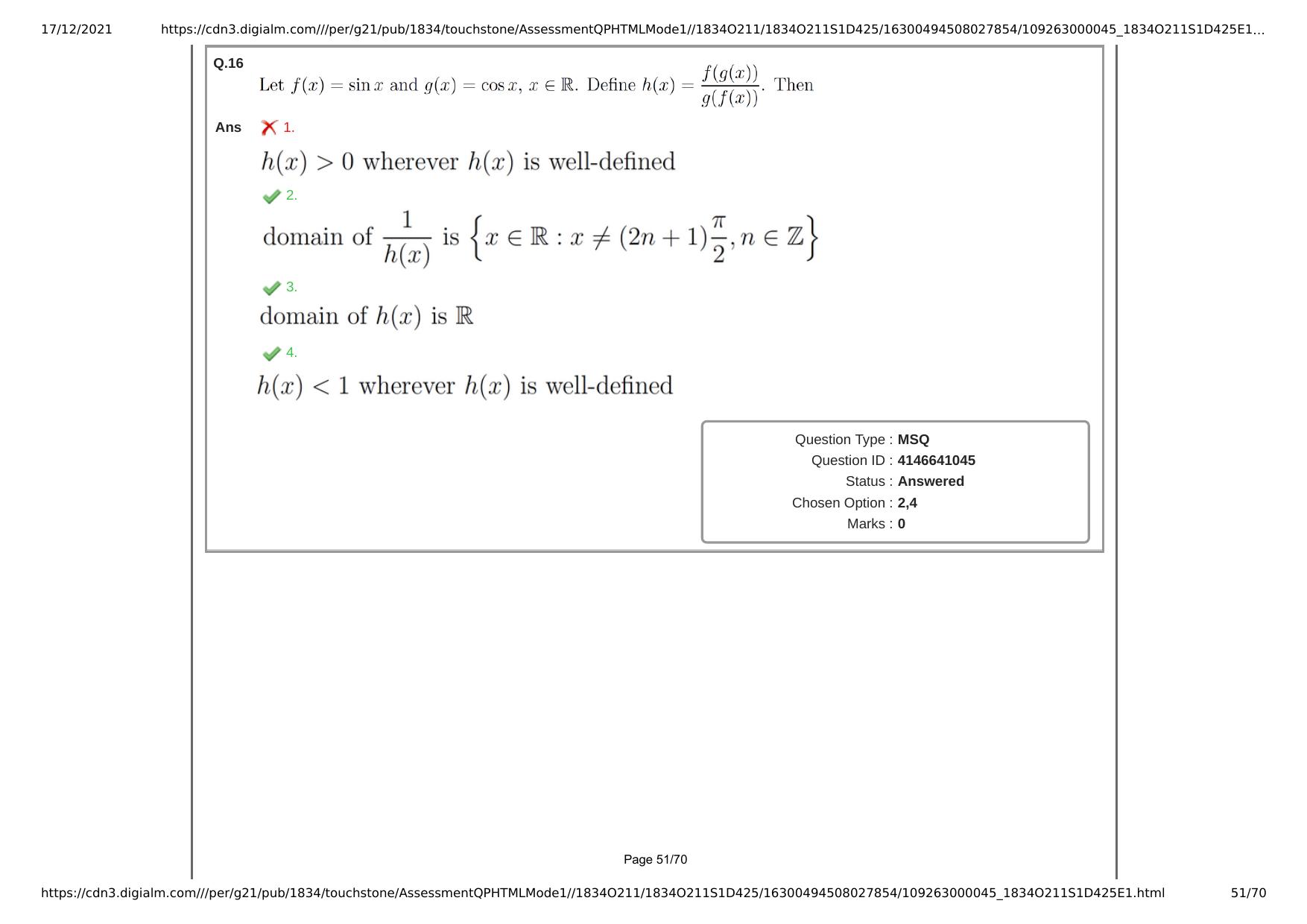 NEST Session I 2021 Question Paper - Page 51