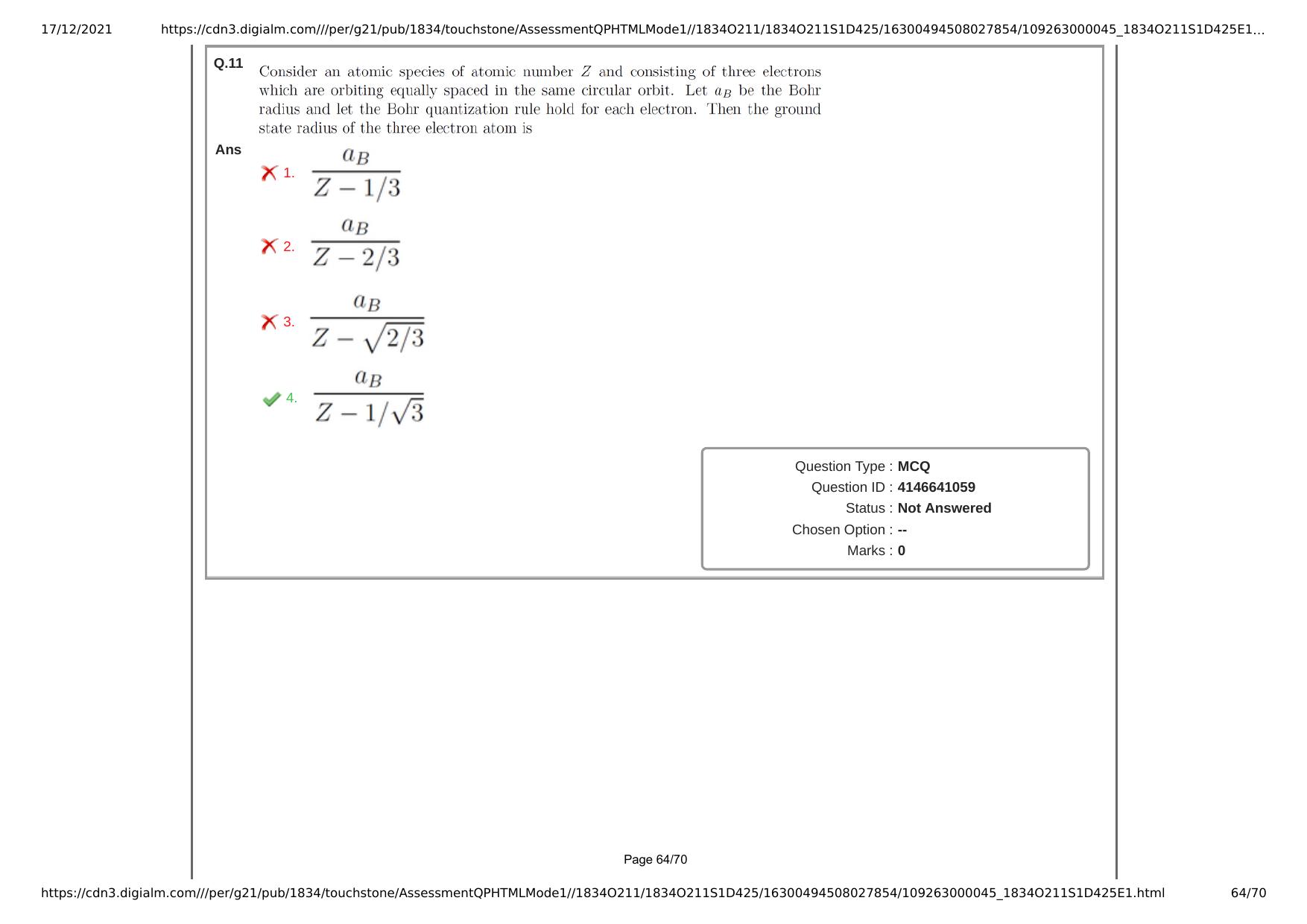 NEST Session I 2021 Question Paper - Page 64