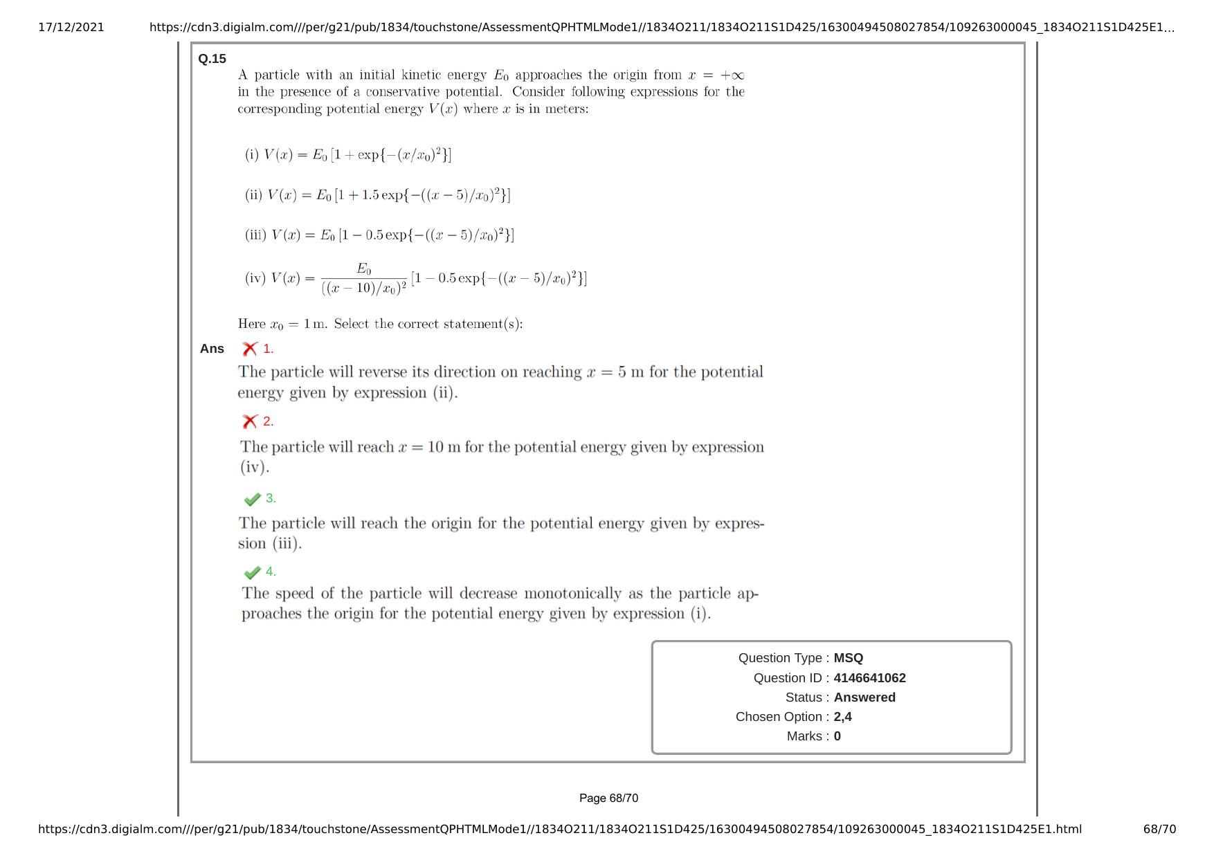 NEST Session I 2021 Question Paper - Page 68