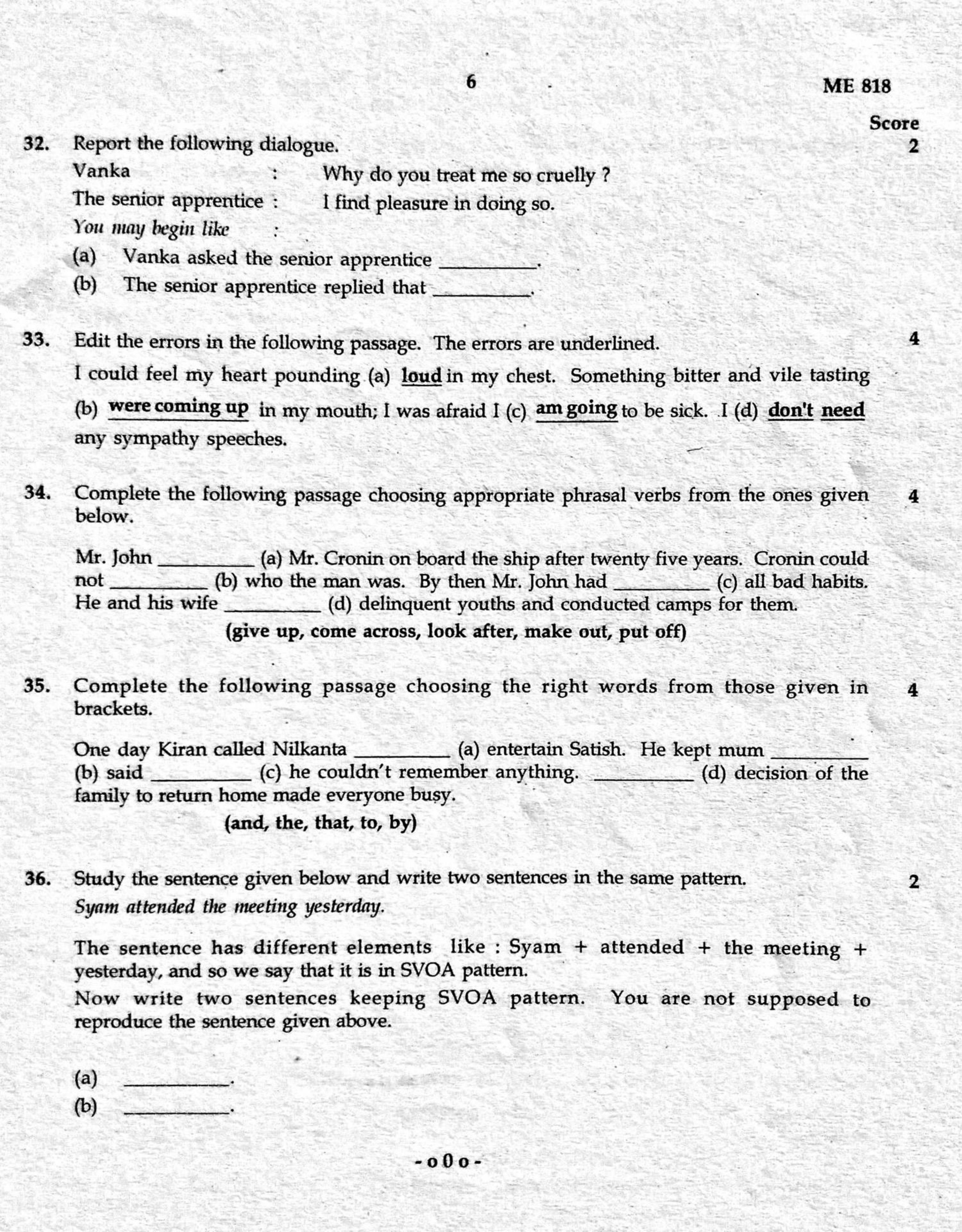 Kerala SSLC 2020 English  Question Pape (Model) - Page 6