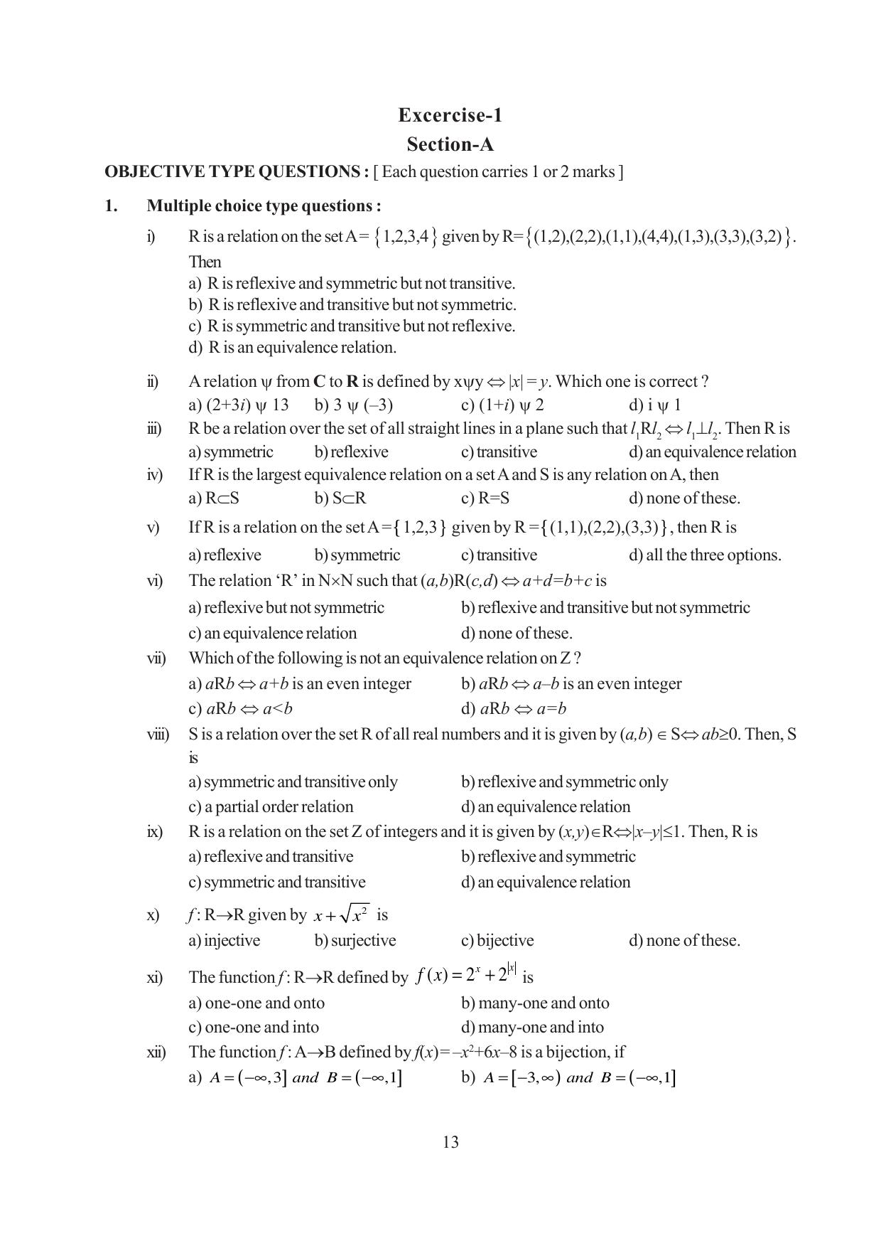 Tripura Board Class 12 Mathematics English Version Workbooks - Page 13