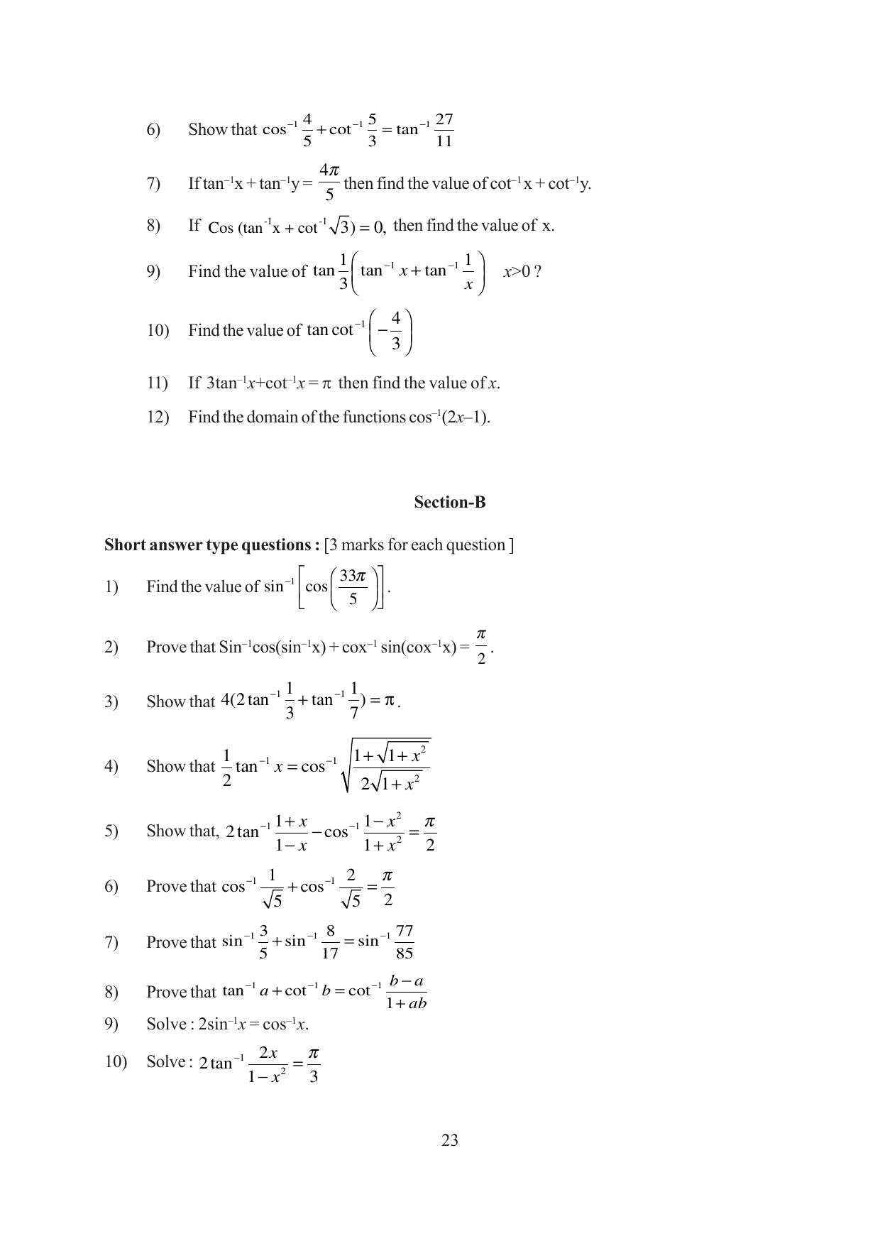 Tripura Board Class 12 Mathematics English Version Workbooks - Page 23