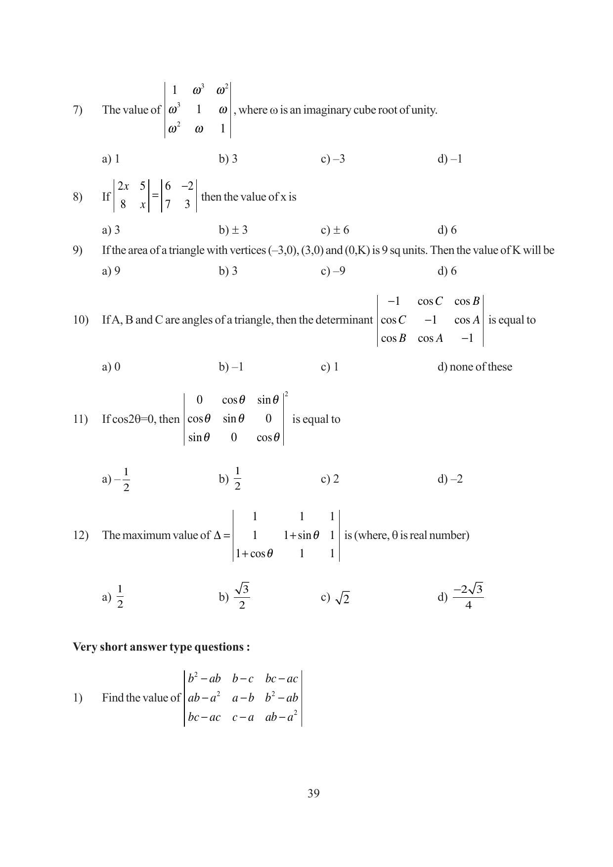 Tripura Board Class 12 Mathematics English Version Workbooks - Page 39