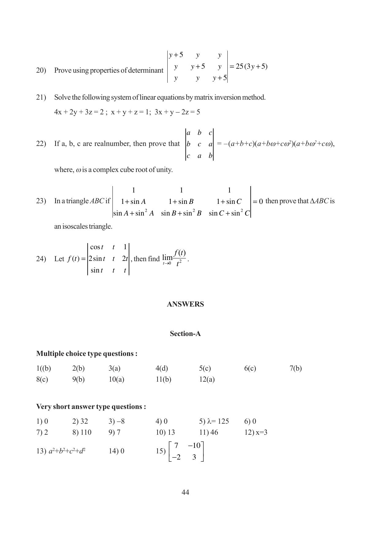 Tripura Board Class 12 Mathematics English Version Workbooks - Page 44