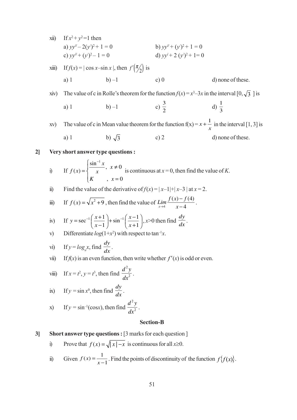 Tripura Board Class 12 Mathematics English Version Workbooks - Page 51