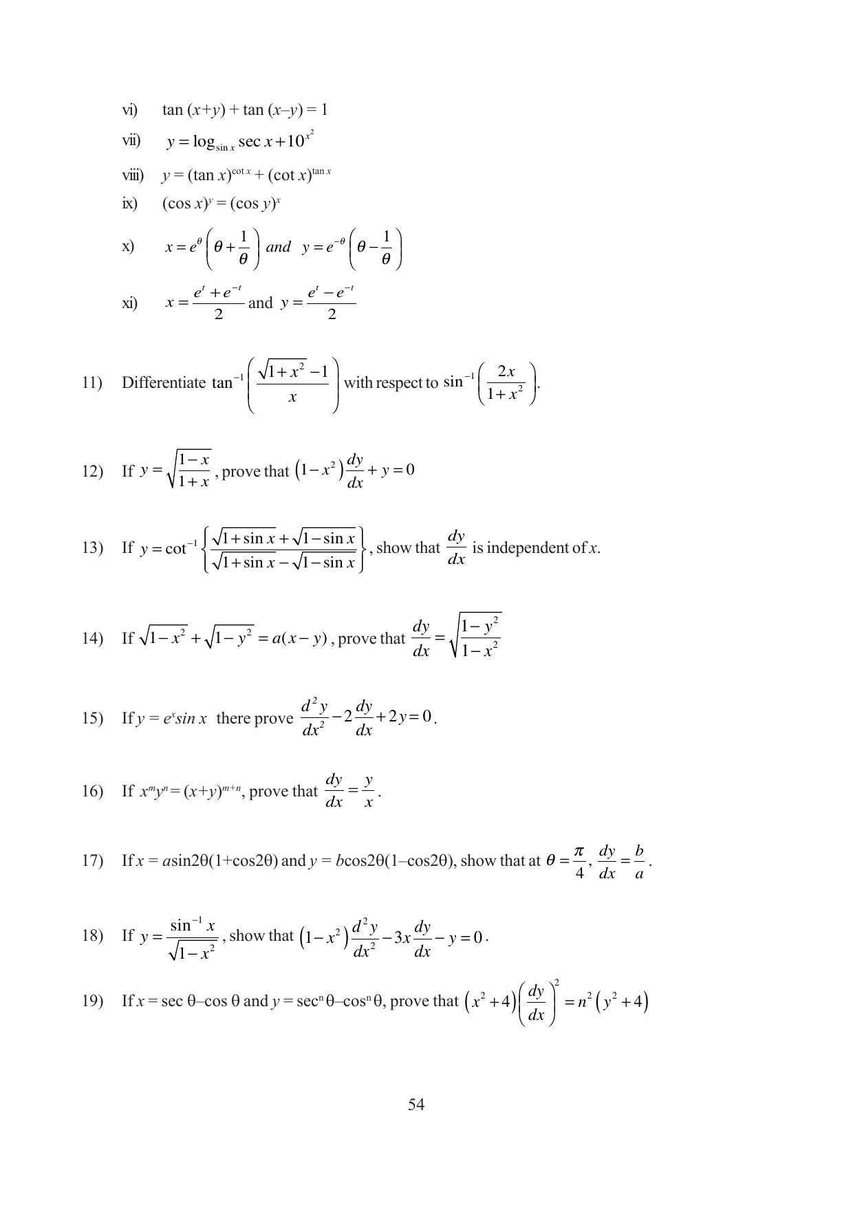 Tripura Board Class 12 Mathematics English Version Workbooks - Page 54