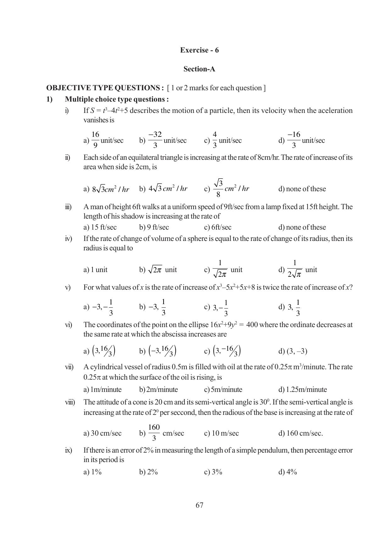 Tripura Board Class 12 Mathematics English Version Workbooks - Page 67