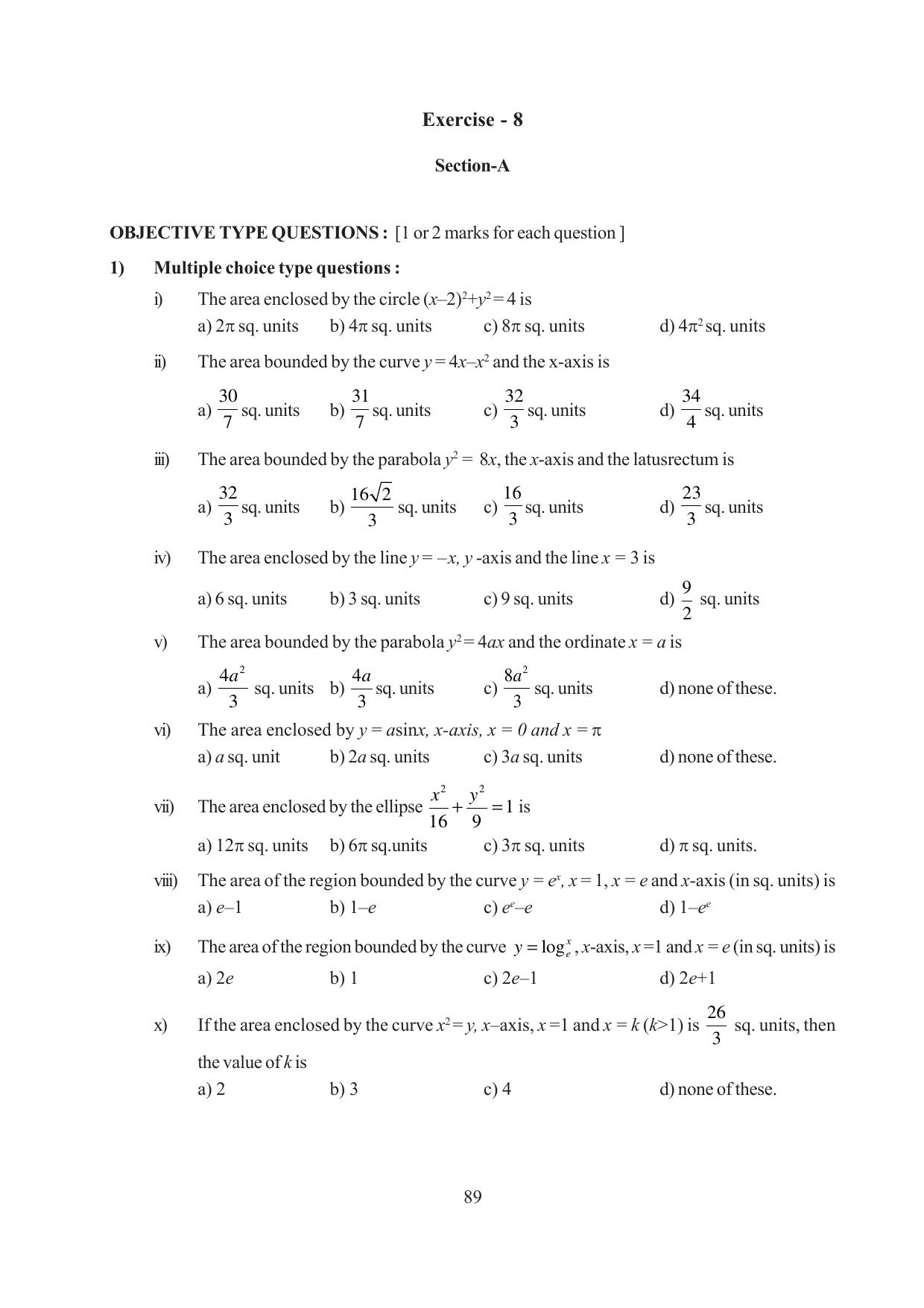 Tripura Board Class 12 Mathematics English Version Workbooks - Page 89