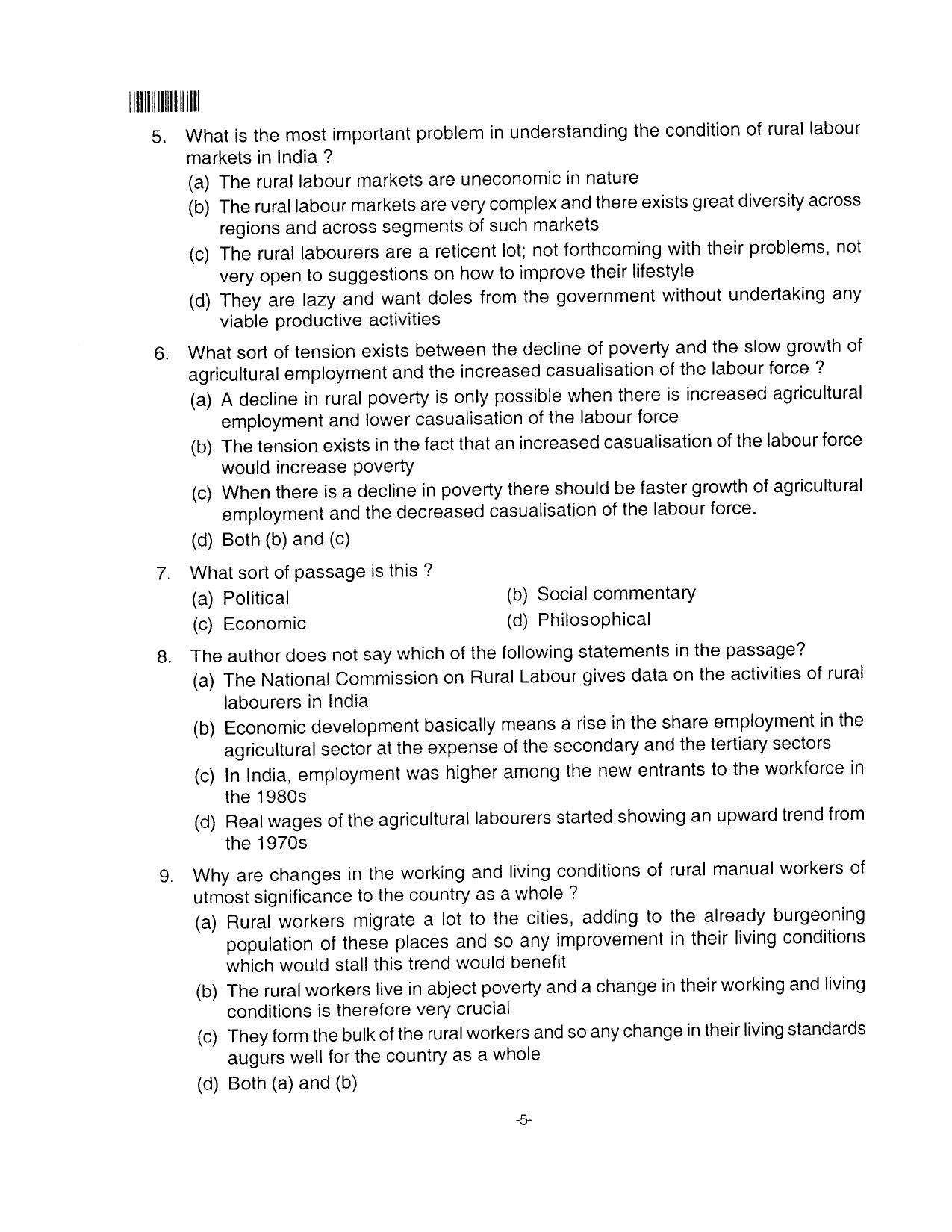 AILET 2016 Question Paper for BA LLB - Page 5