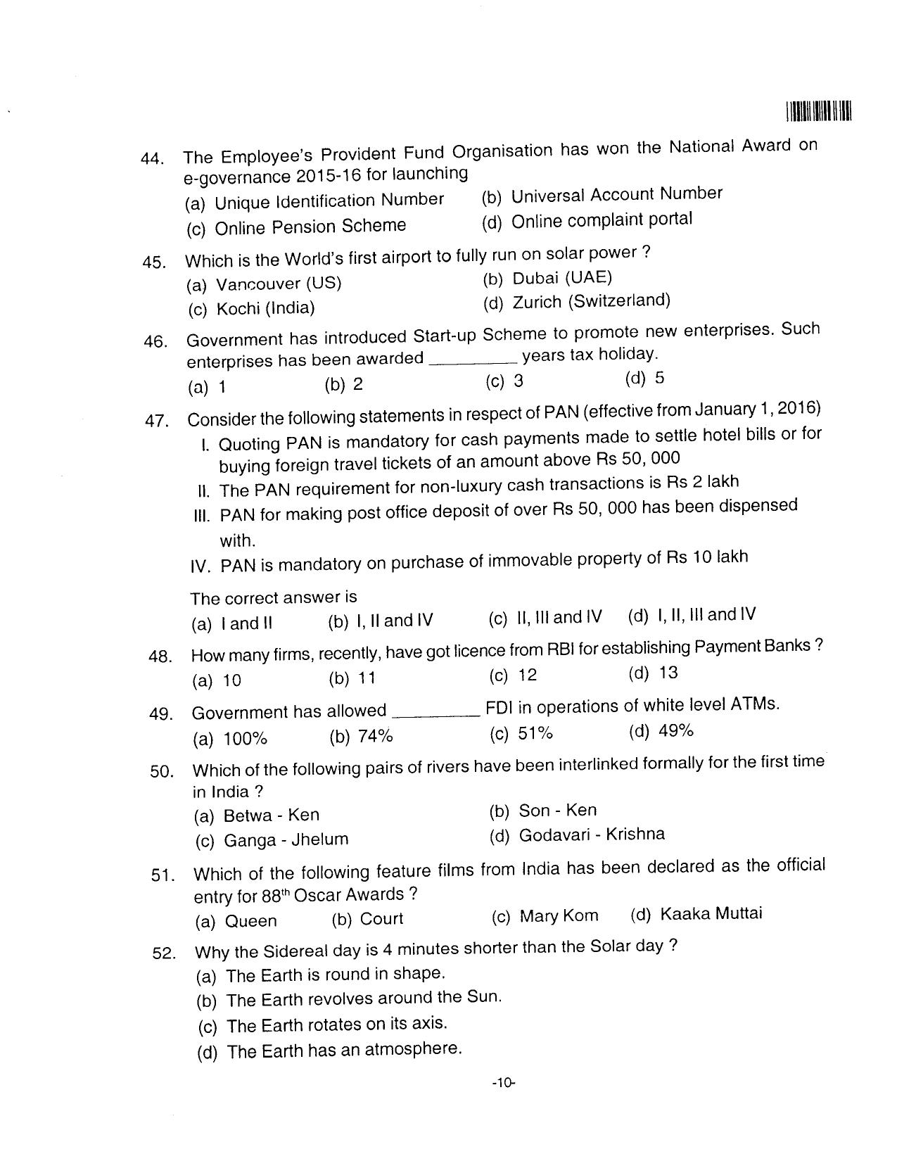 AILET 2016 Question Paper for BA LLB - Page 10