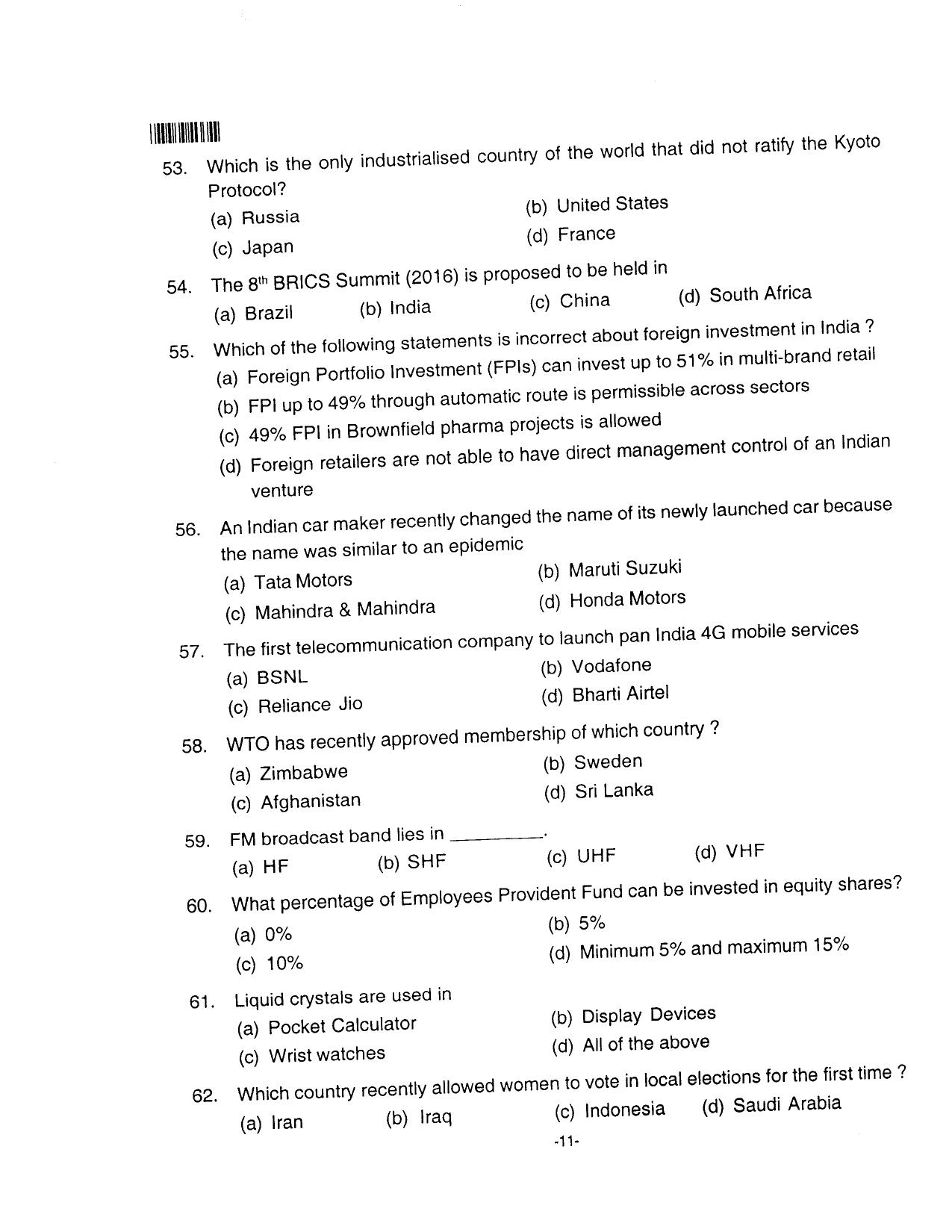 AILET 2016 Question Paper for BA LLB - Page 11