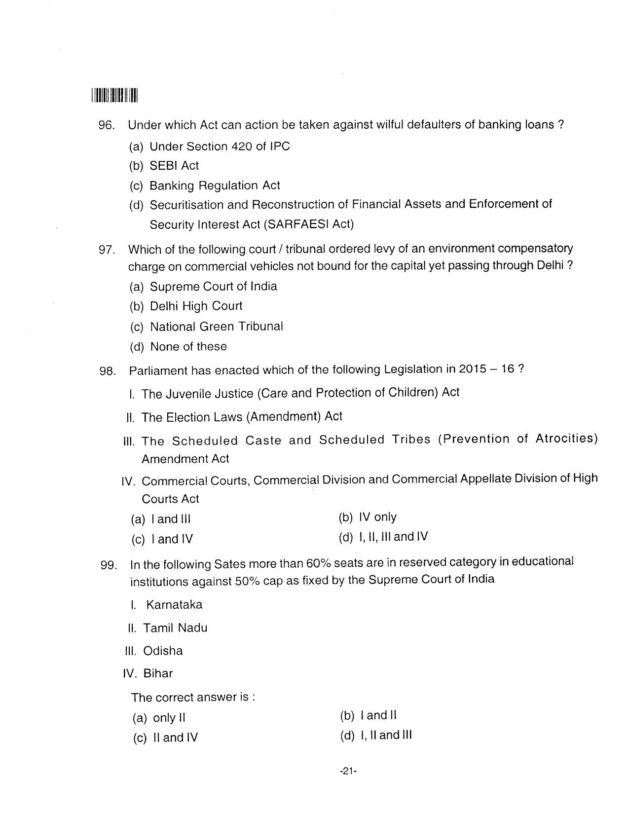 AILET 2016 Question Paper for BA LLB - Page 21