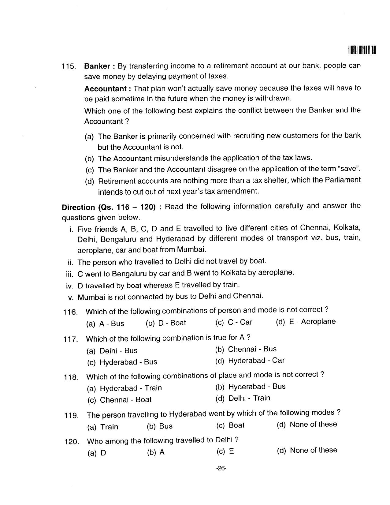 AILET 2016 Question Paper for BA LLB - Page 26