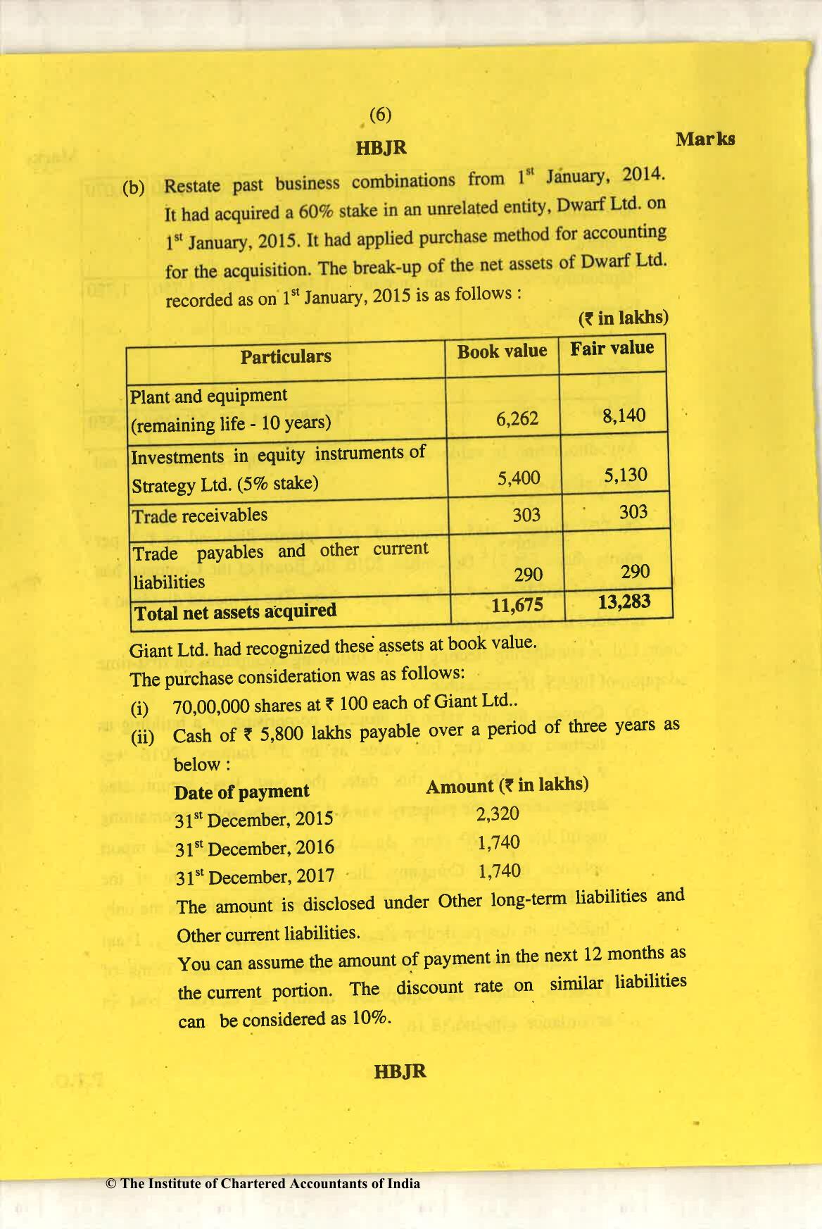 CA Final May 2018 Question Paper - Paper 6E – Global Financial Reporting Standards - Page 6