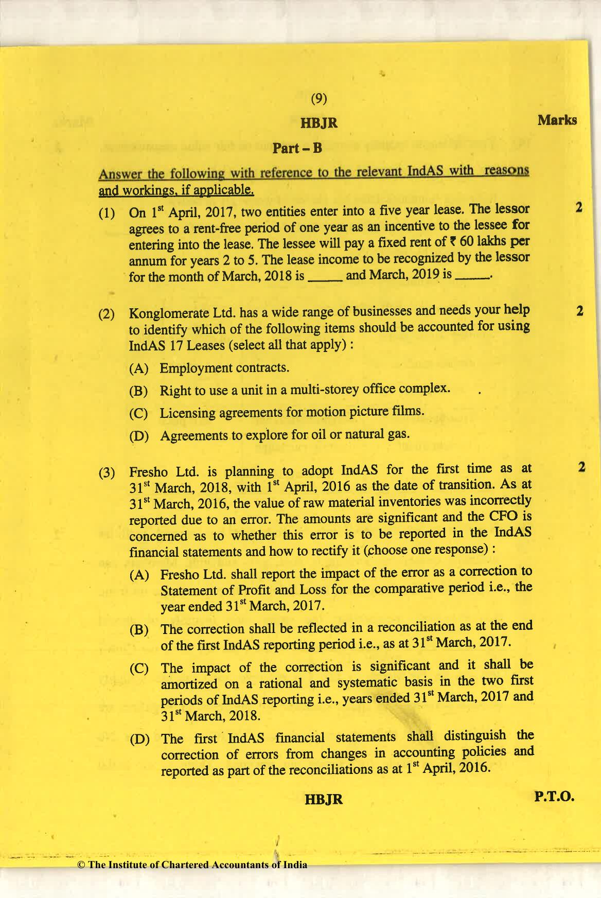 CA Final May 2018 Question Paper - Paper 6E – Global Financial Reporting Standards - Page 9