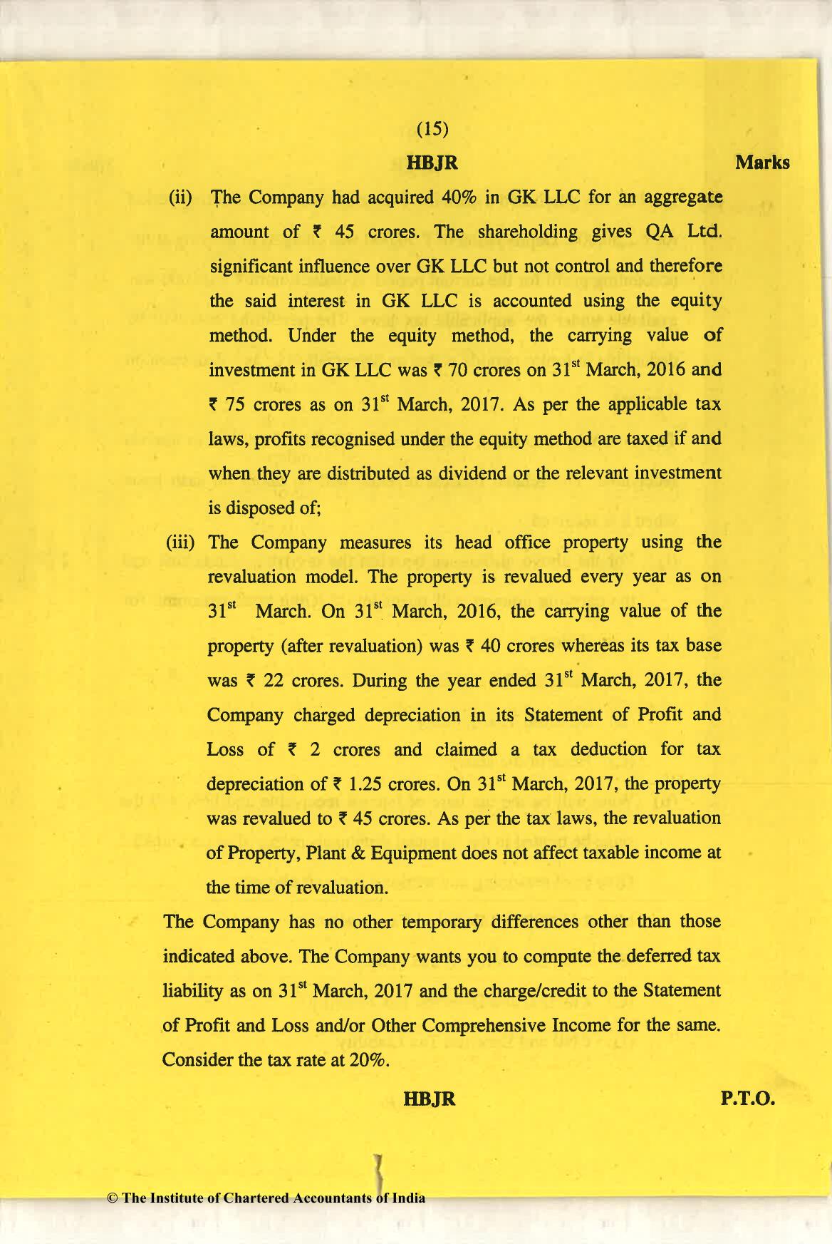 CA Final May 2018 Question Paper - Paper 6E – Global Financial Reporting Standards - Page 15