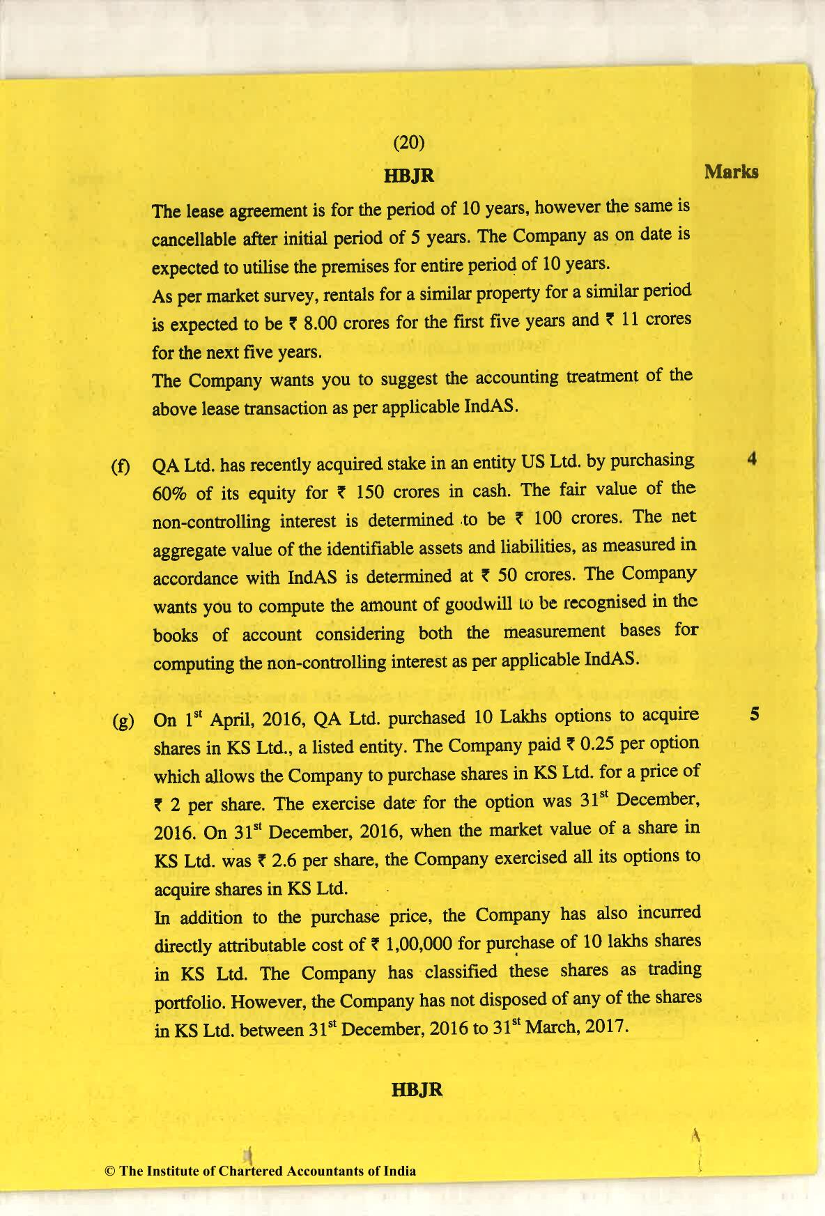 CA Final May 2018 Question Paper - Paper 6E – Global Financial Reporting Standards - Page 20