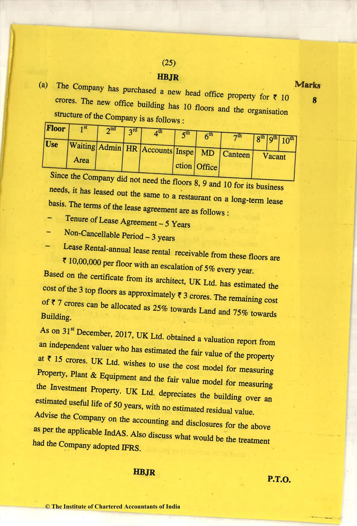 CA Final May 2018 Question Paper - Paper 6E – Global Financial Reporting Standards - Page 25