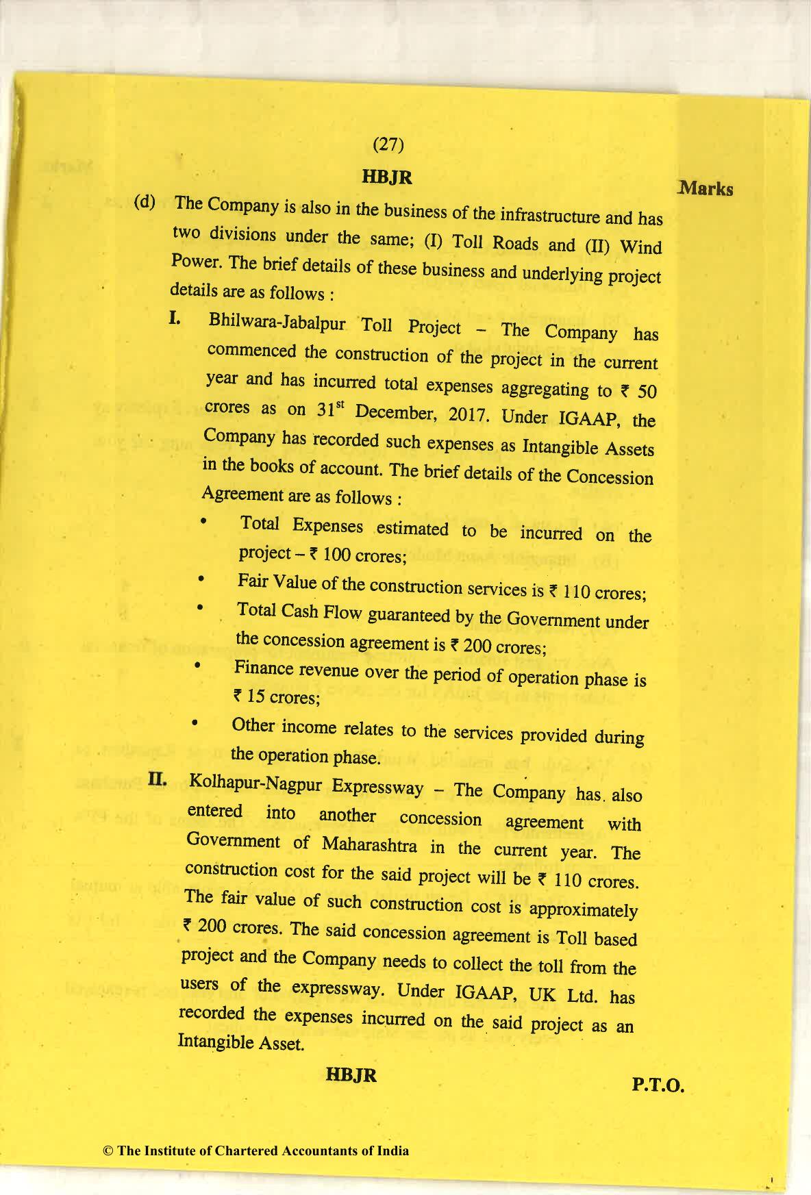 CA Final May 2018 Question Paper - Paper 6E – Global Financial Reporting Standards - Page 27