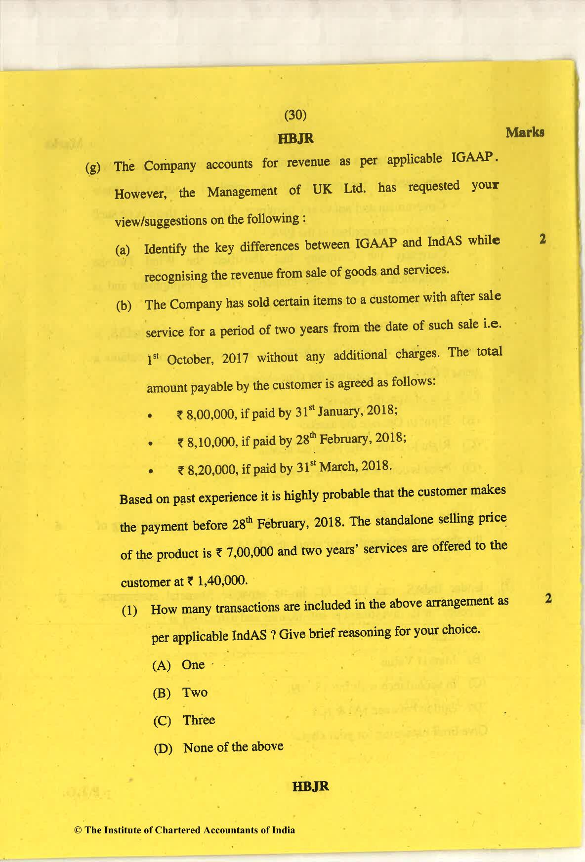 CA Final May 2018 Question Paper - Paper 6E – Global Financial Reporting Standards - Page 30