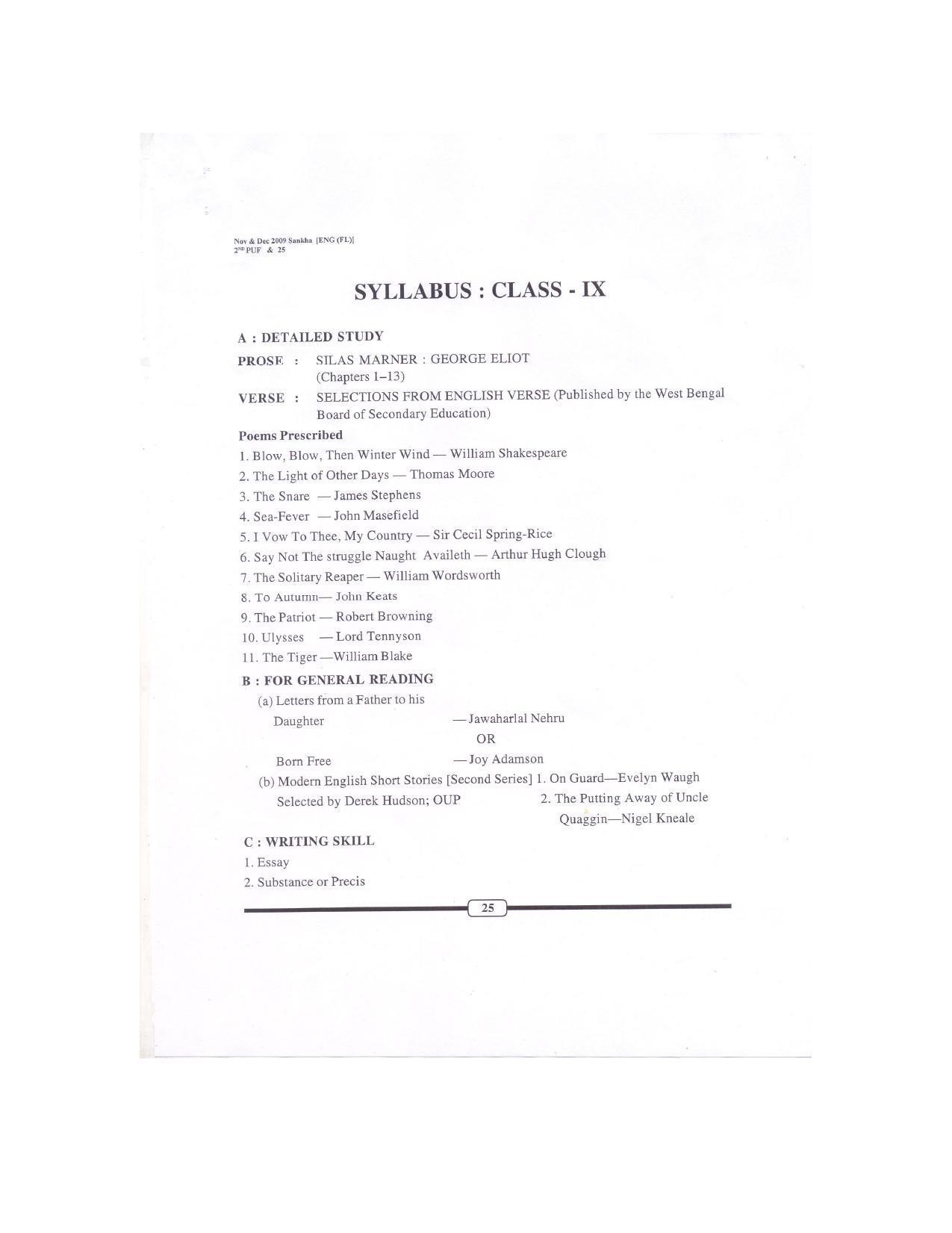 WBBSE Class 10th Syllabus [English (FL- I )] - IndCareer Docs