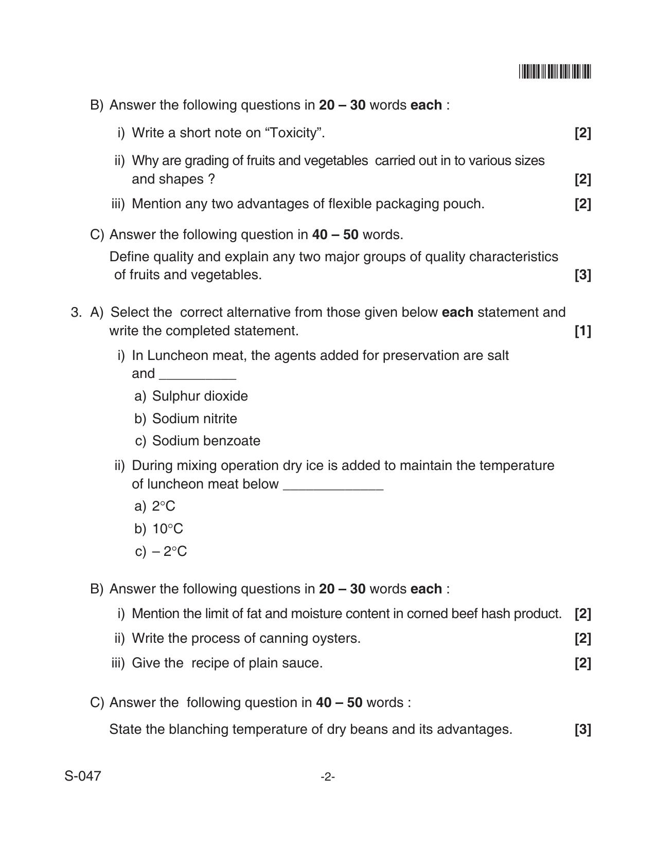 Goa Board Class 10 Food Processing  047 (June 2018) Question Paper - Page 2