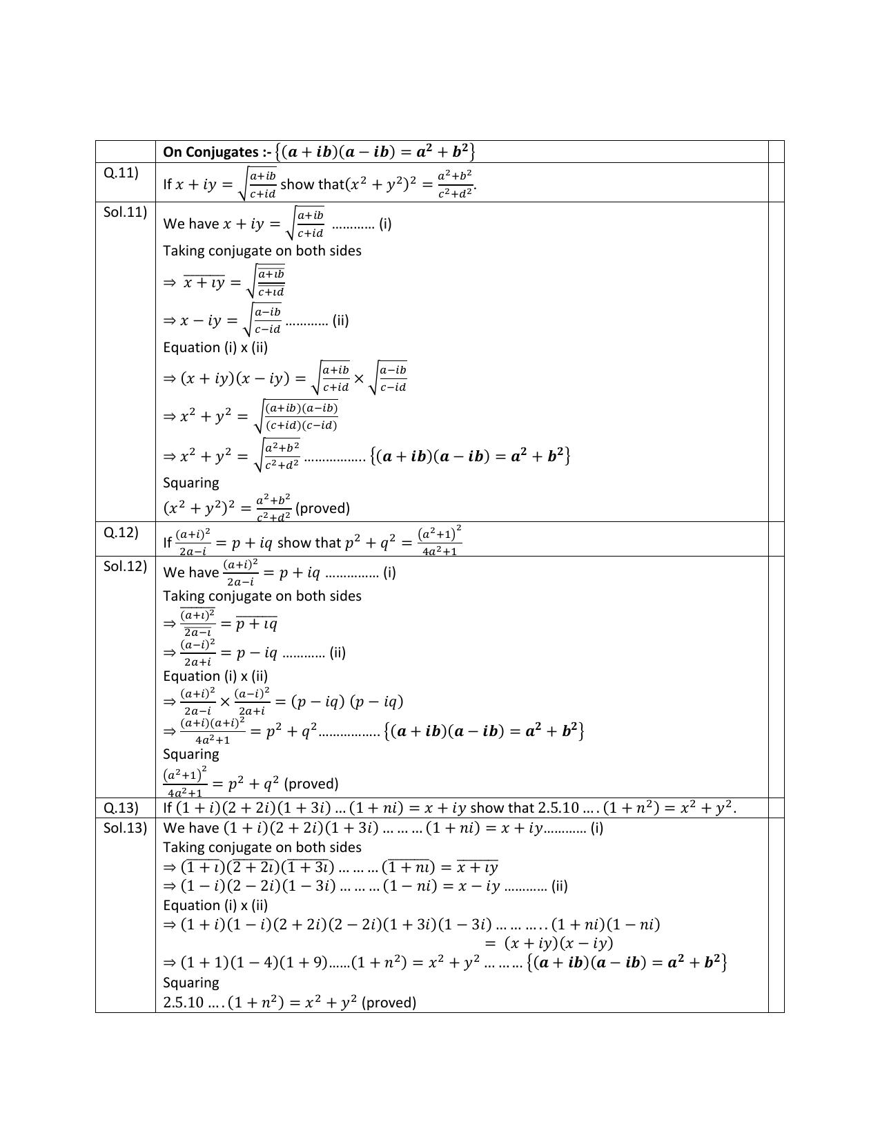 CBSE Worksheets for Class 11 Mathematics Complex Numbers and Quadratic Equation Assignment 2 - Page 1