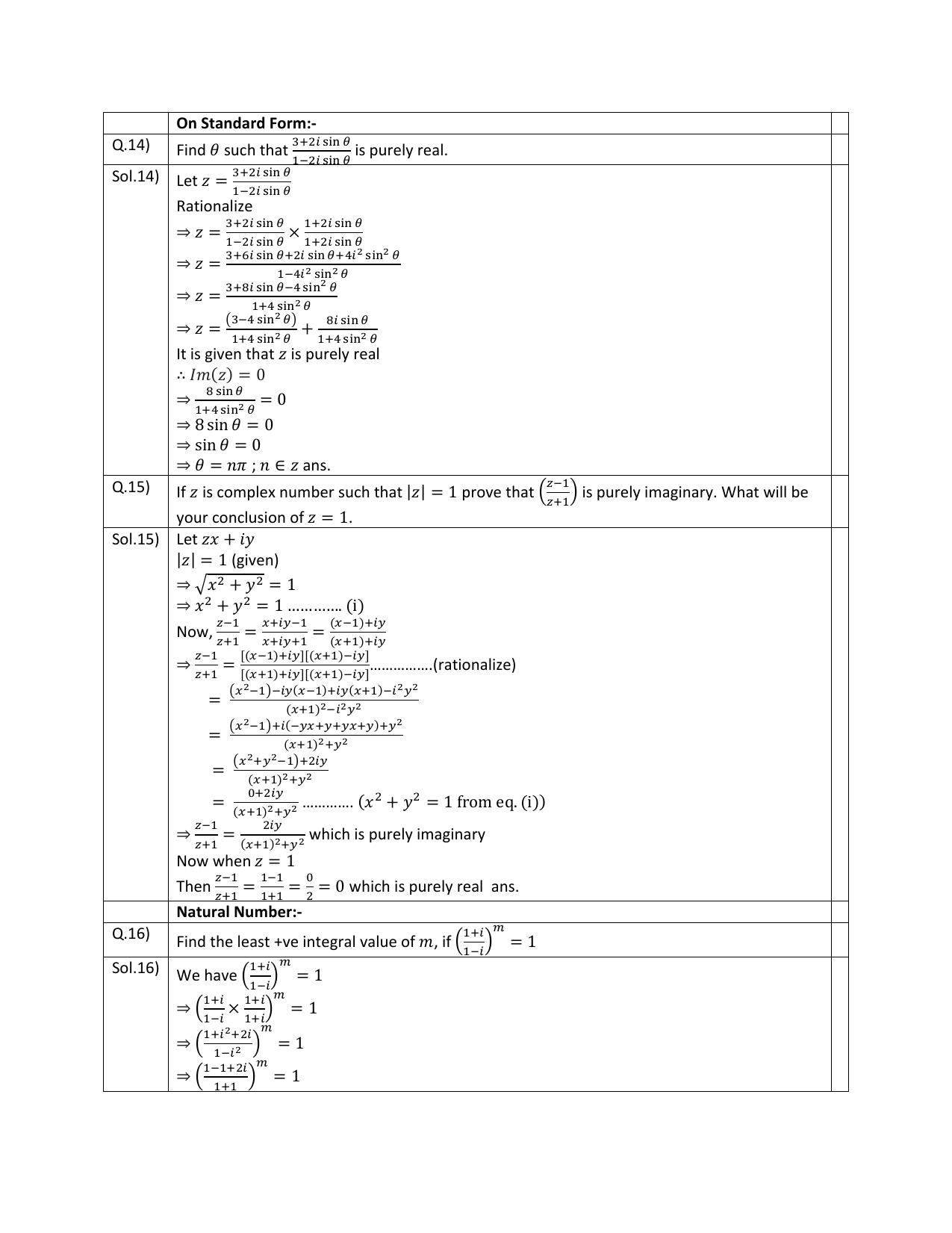 CBSE Worksheets for Class 11 Mathematics Complex Numbers and Quadratic Equation Assignment 2 - Page 2