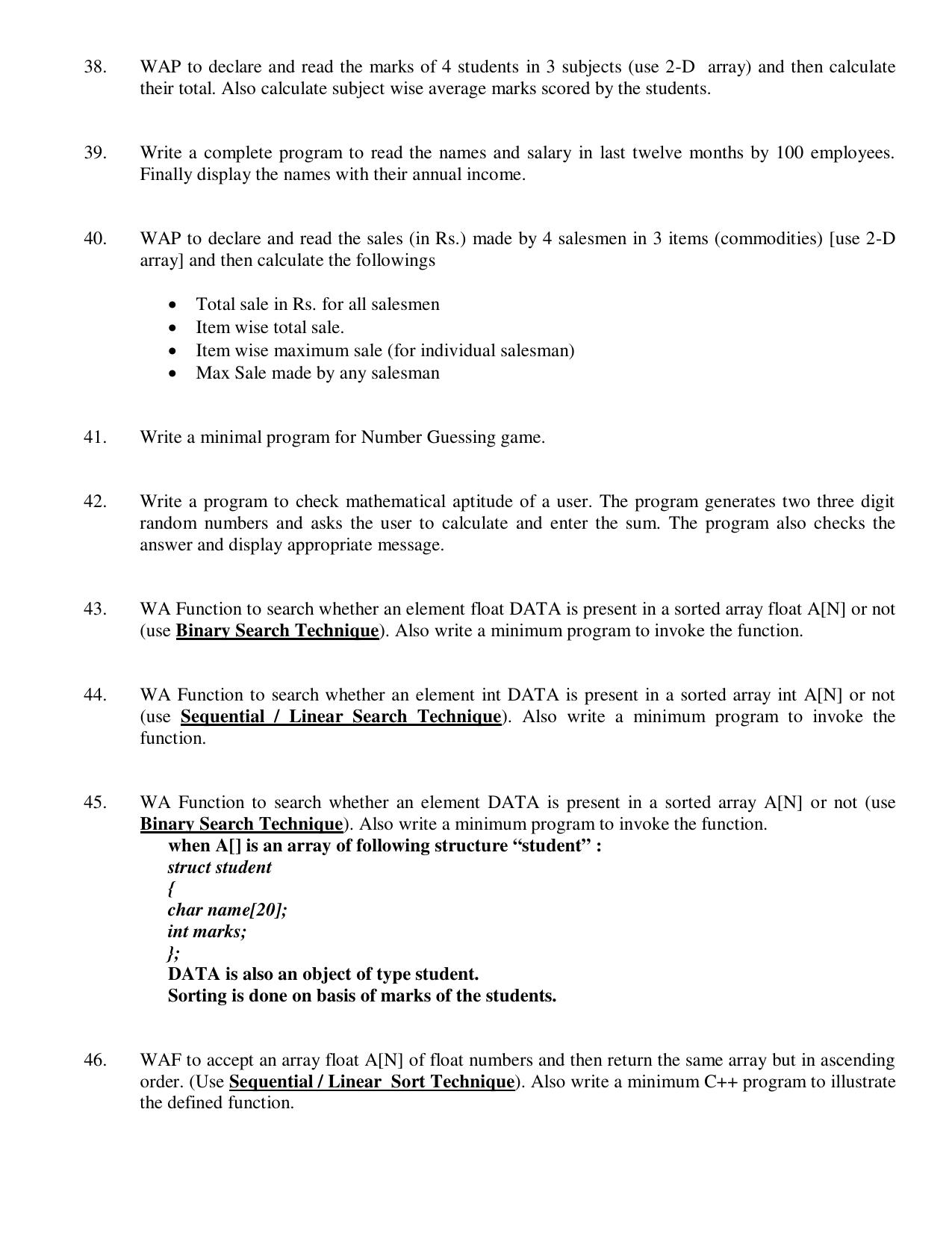 CBSE Worksheets for Class 11 Computer Science List of C++ Programs Assignment - Page 6