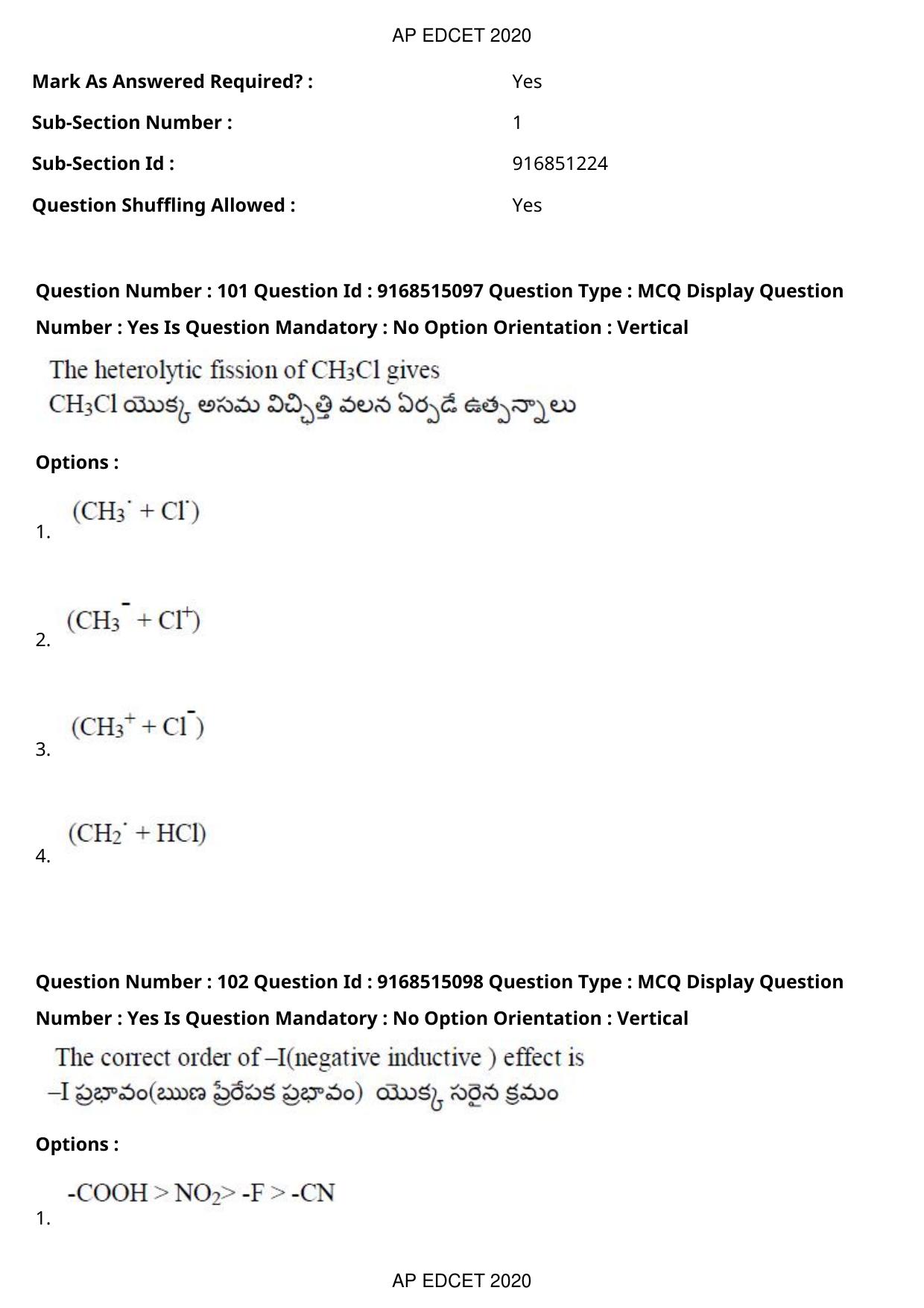 AP EDCET 2020 Physical Science Question Paper - Page 74