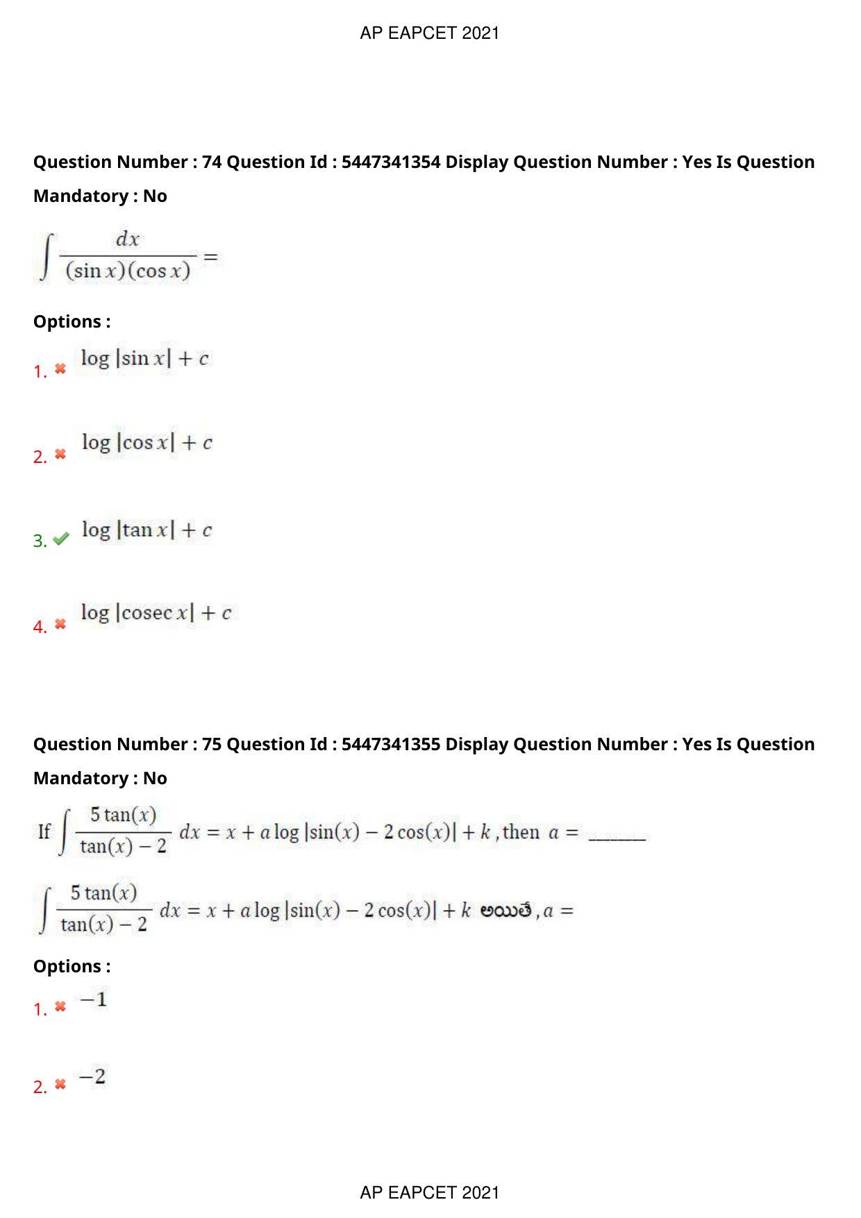 AP EAPCET 2021 - August 25,2021 Shift 1 - Master Engineering Question Paper With Preliminary Keys - Page 47