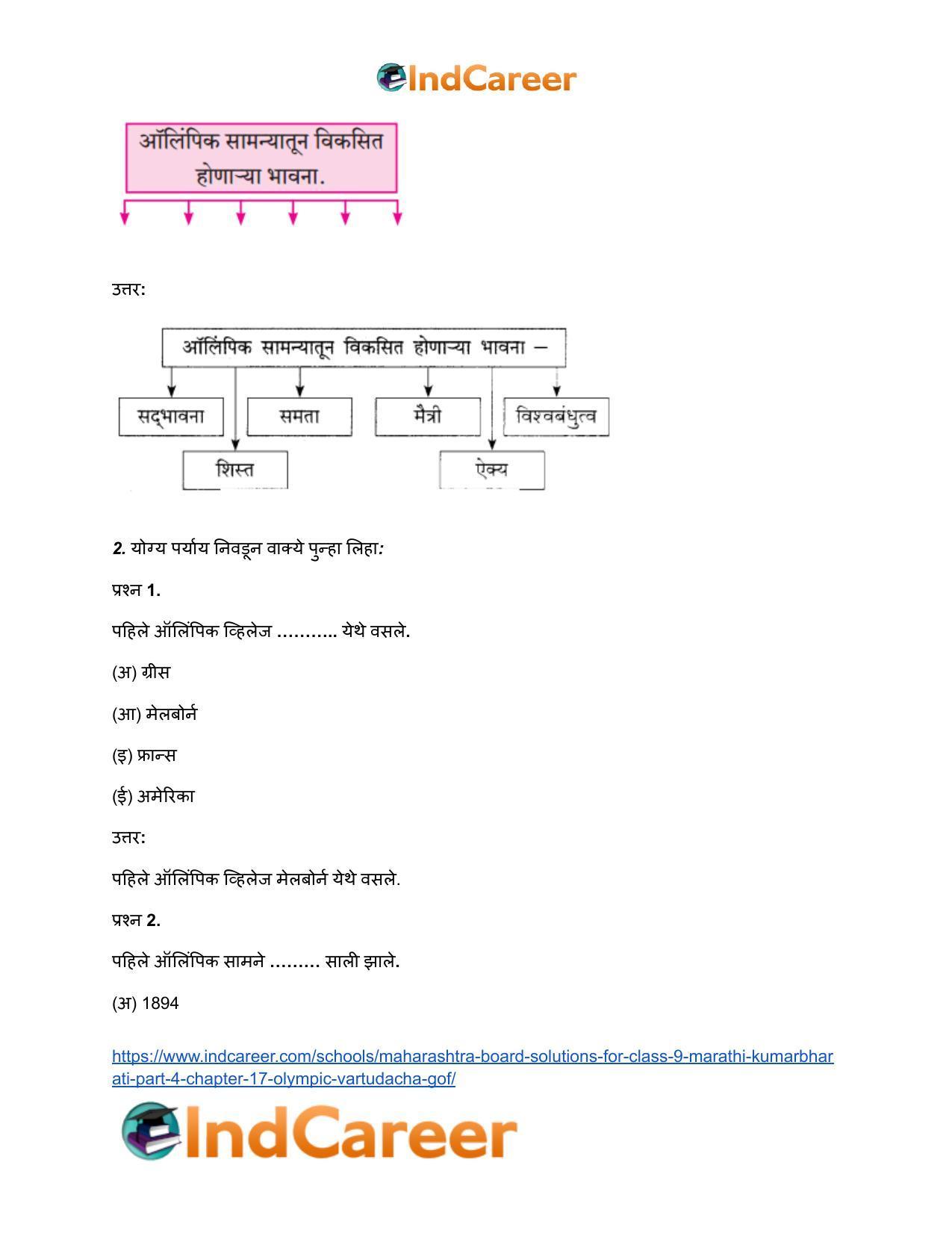 Maharashtra Board Solutions for Class 9- Marathi Kumarbharati (Part- 4): Chapter 17- ऑलिंपिक वर्तुळांचा गोफ - Page 4