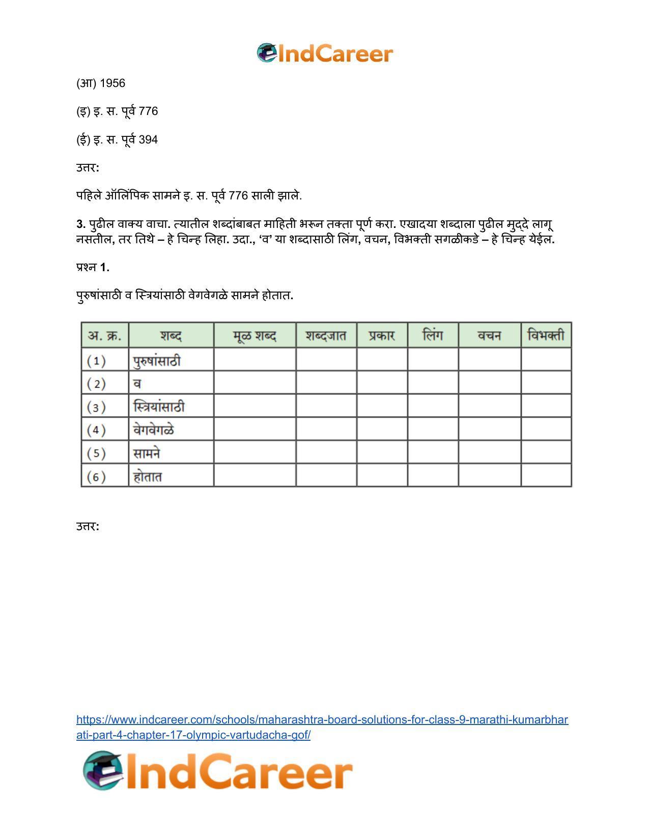 Maharashtra Board Solutions for Class 9- Marathi Kumarbharati (Part- 4): Chapter 17- ऑलिंपिक वर्तुळांचा गोफ - Page 5