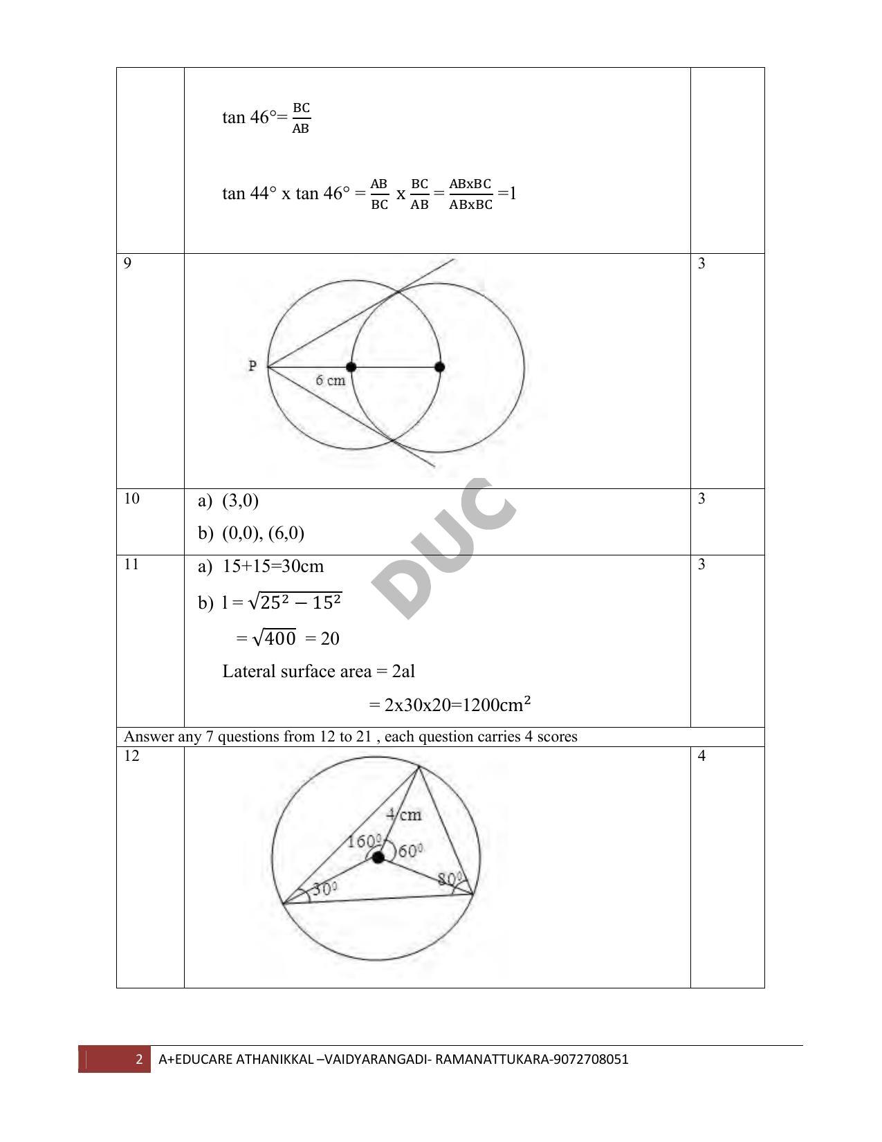 Kerala SSLC 2019 Maths  Answer Key.(EM) - Page 2