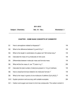 CBSE Worksheets for Class 11 Chemistry Some Basic Concepts Of Chemistry Assignment 4