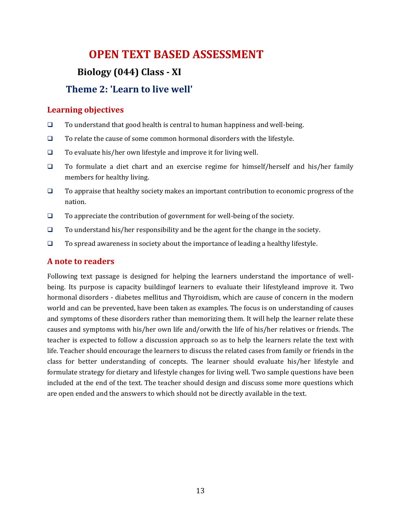 CBSE Worksheets for Class 11 Biology OTBA Topics and Notes Assignment - Page 1
