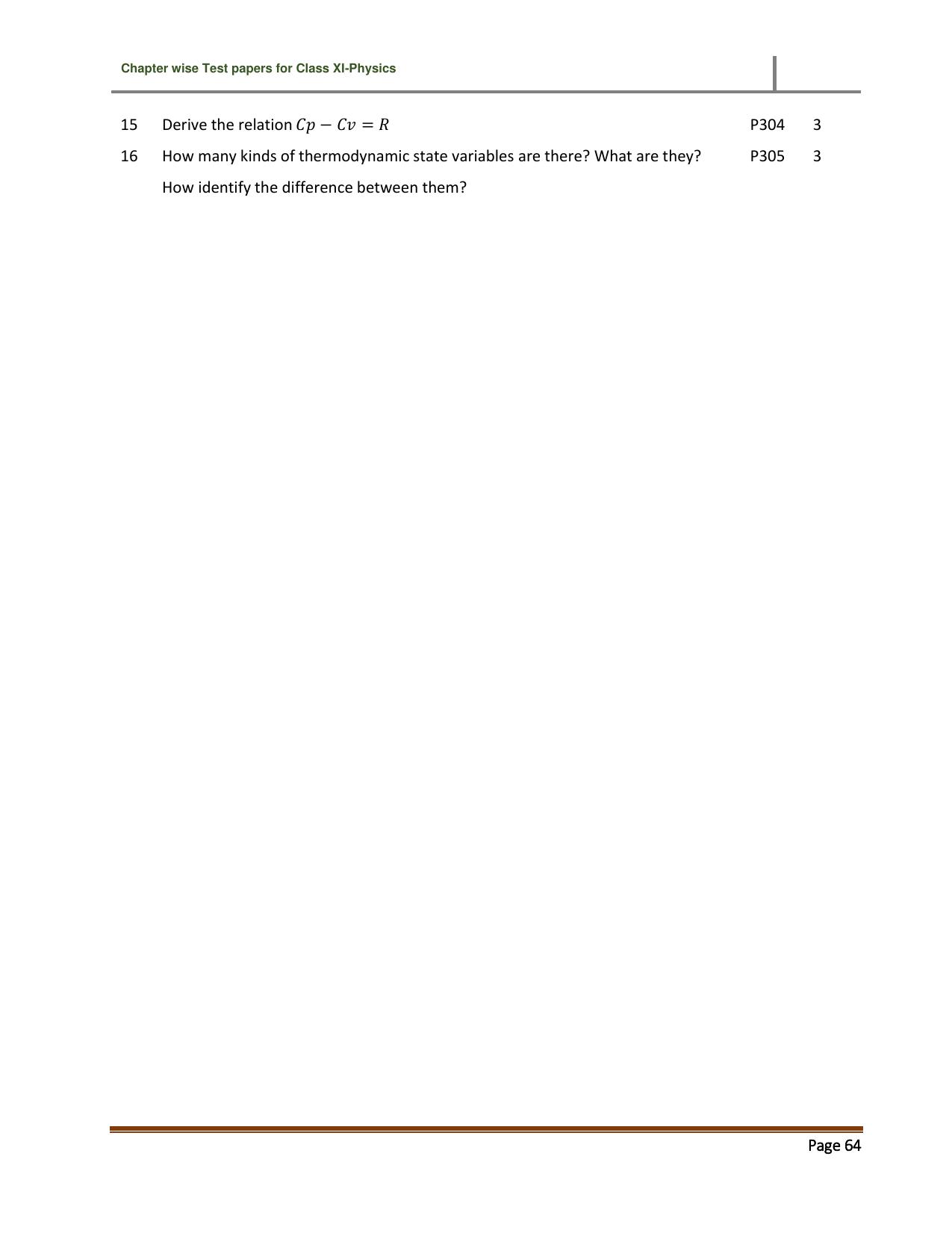 CBSE Worksheets for Class 11 Physics Thermodynamics Assignment 1 - Page 2