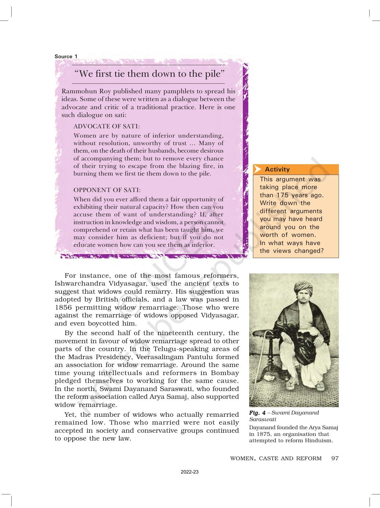 NCERT Book For Class 8 History Chapter 9 Women, Caste