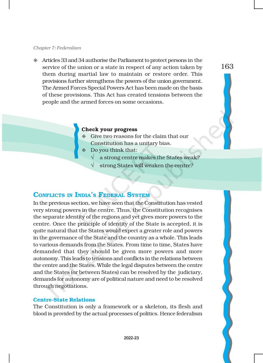 NCERT Book for Class 11 Political Science (Indian Constitution at Work) Chapter 7 Federalism - Page 14