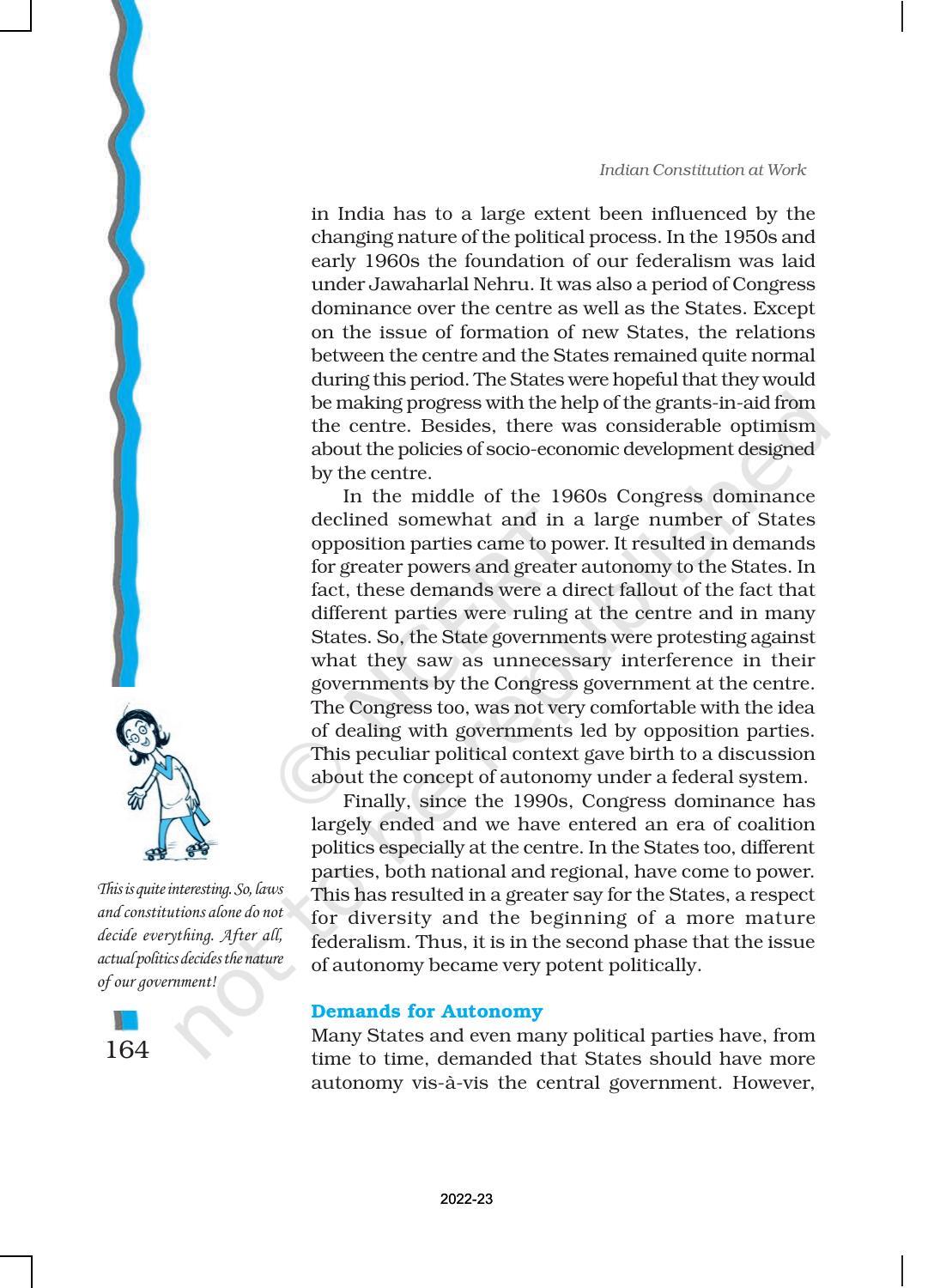 NCERT Book for Class 11 Political Science (Indian Constitution at Work) Chapter 7 Federalism - Page 15