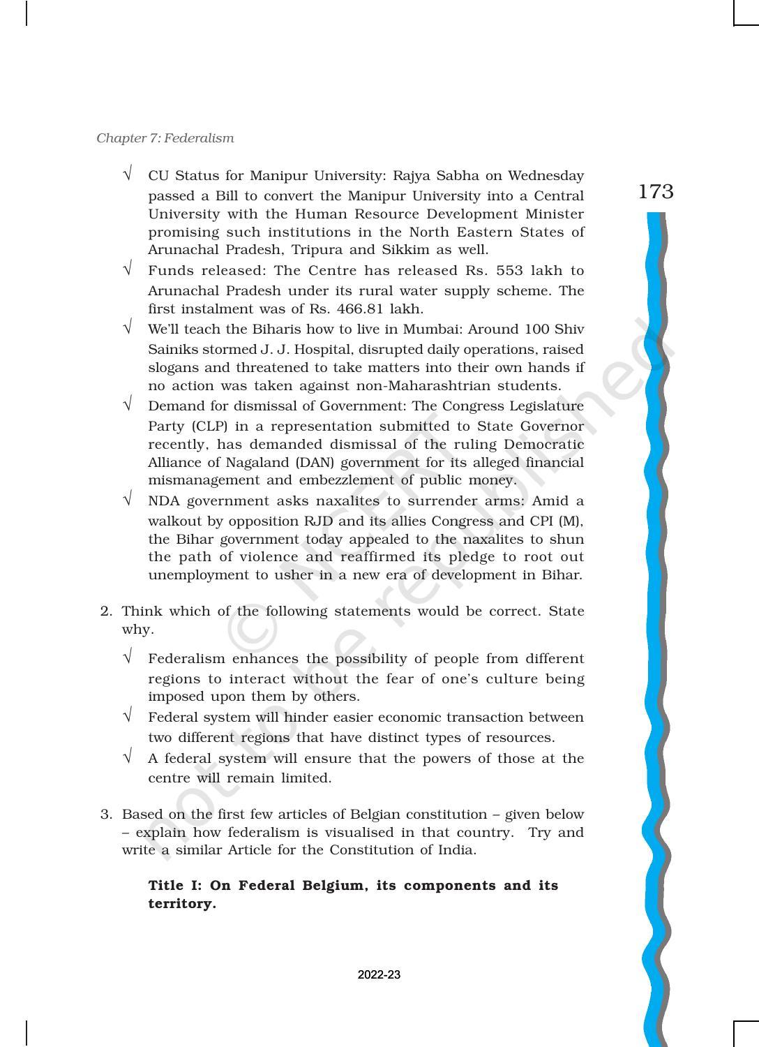 NCERT Book for Class 11 Political Science (Indian Constitution at Work) Chapter 7 Federalism - Page 24