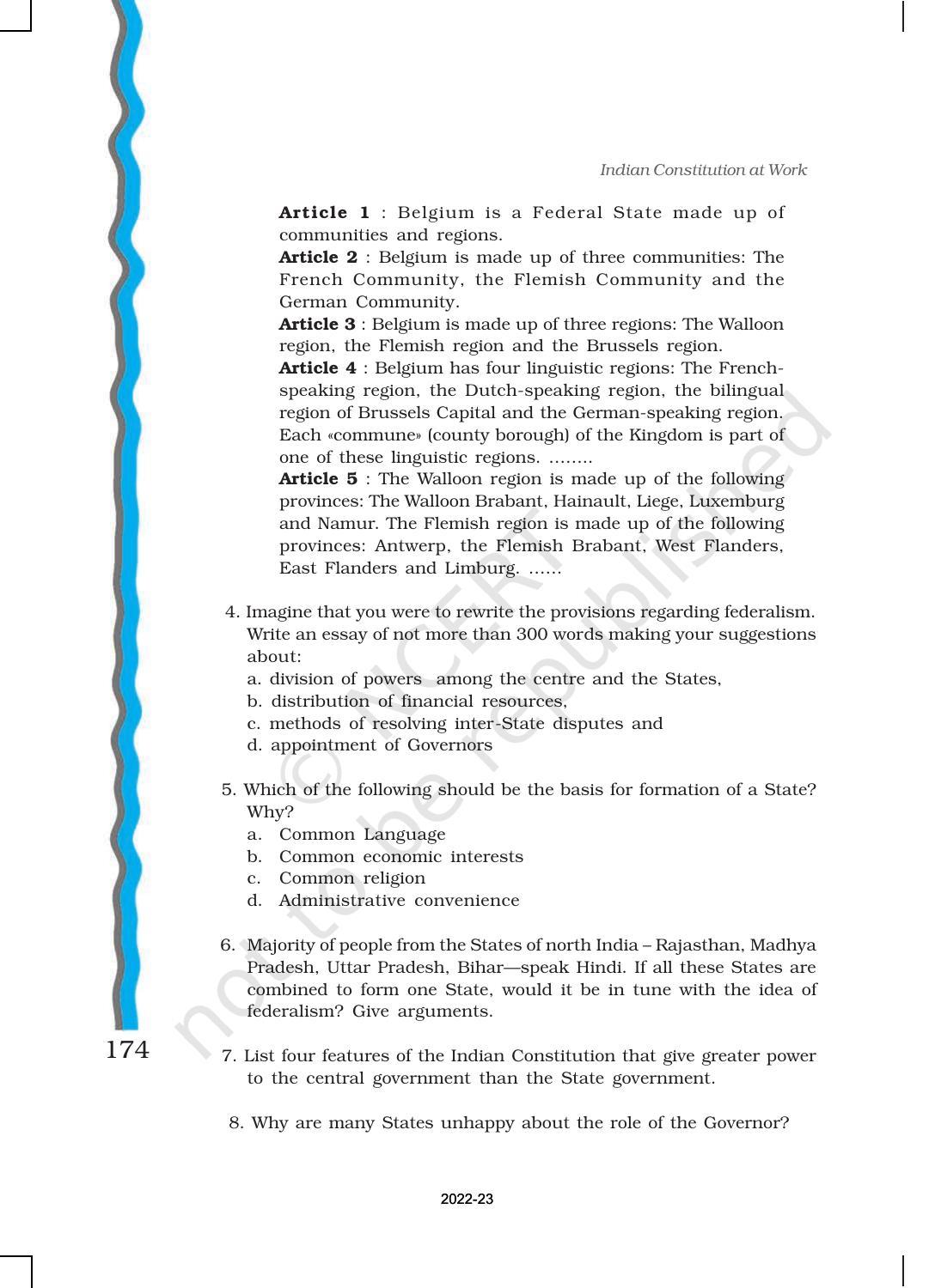 NCERT Book for Class 11 Political Science (Indian Constitution at Work) Chapter 7 Federalism - Page 25