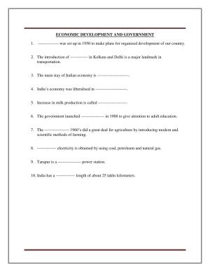 CBSE Worksheets for Class 8 Social Science Economic Development And Government Assignment