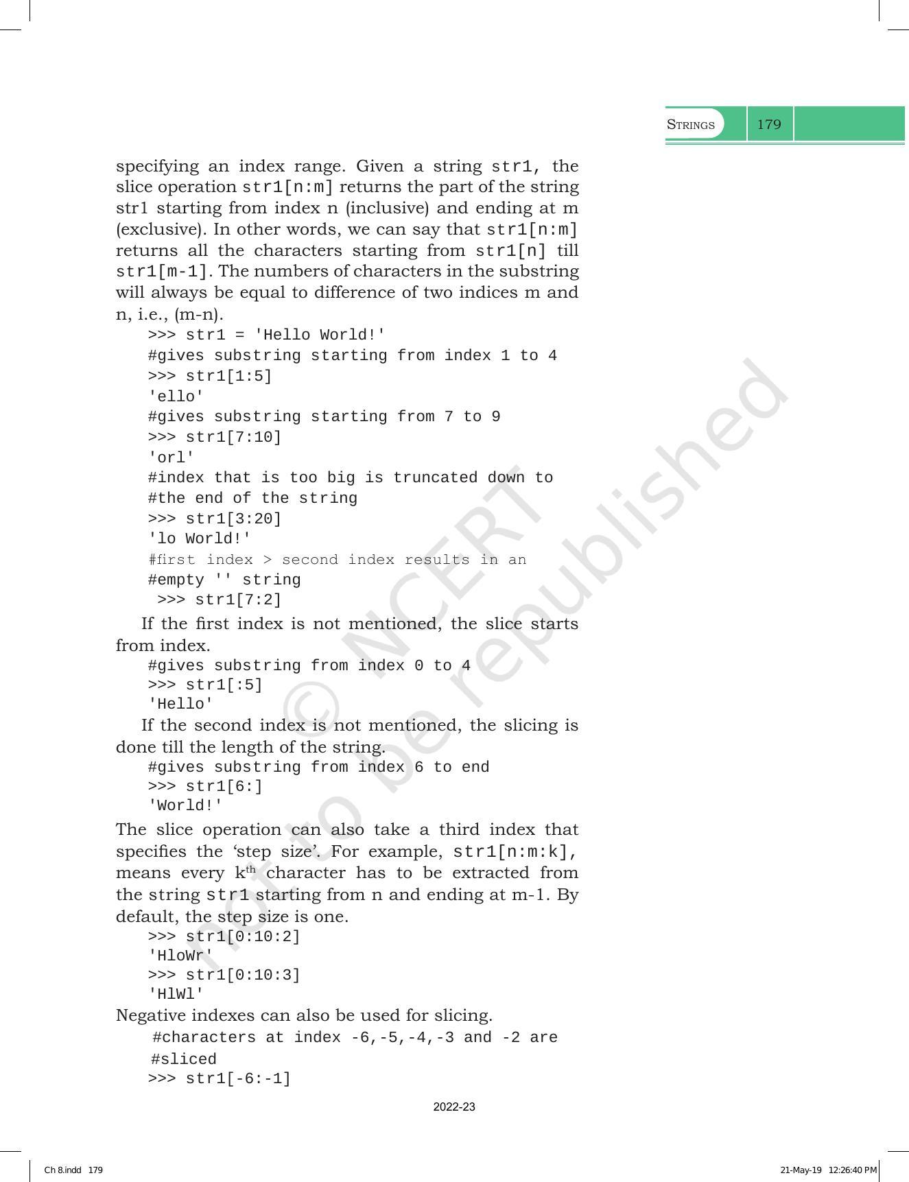 NCERT Book for Class 11 Computer Science Chapter 8 Strings - Page 5