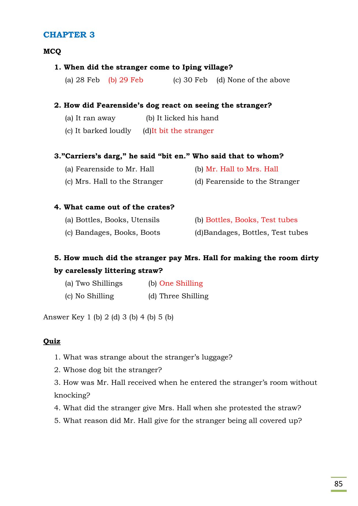 CBSE Worksheets for Class 11 English Invisible Man questions answers - Page 3