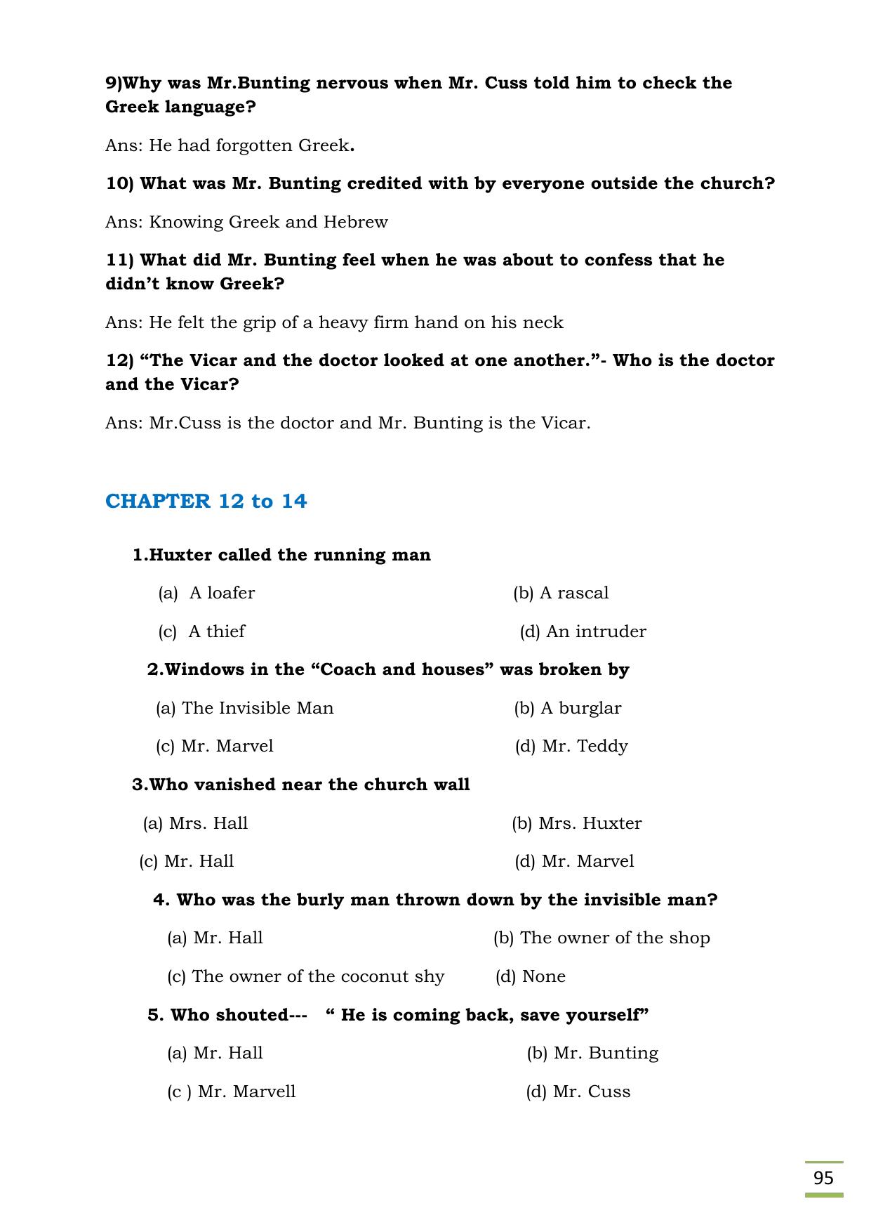 CBSE Worksheets for Class 11 English Invisible Man questions answers - Page 13