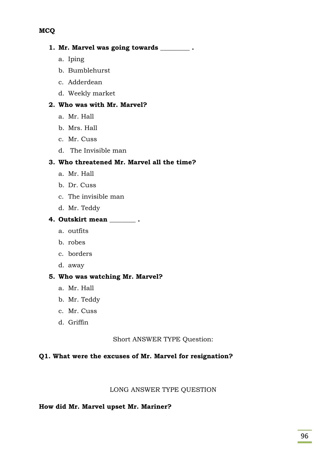CBSE Worksheets for Class 11 English Invisible Man questions answers - Page 14
